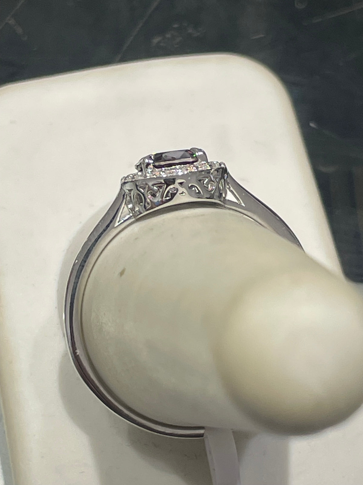 925 Sterling Silver Purple Moissanite Statement Ring