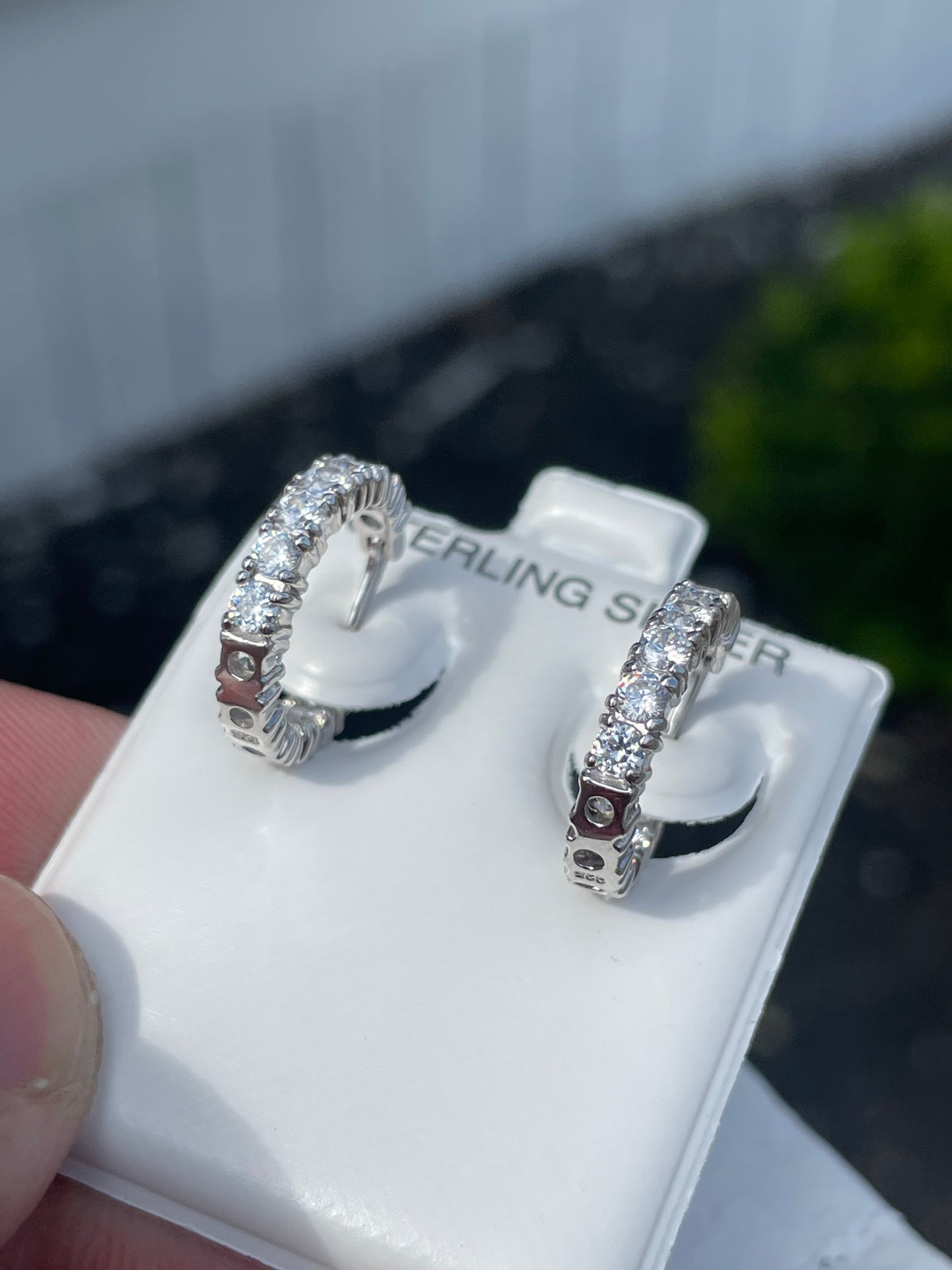 925 Sterling Silver Cubic Zirconia Huggie Hoop Earrings