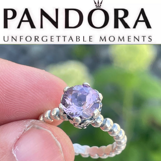 Retired Pandora Secret Winds Amethyst Ring Size 7