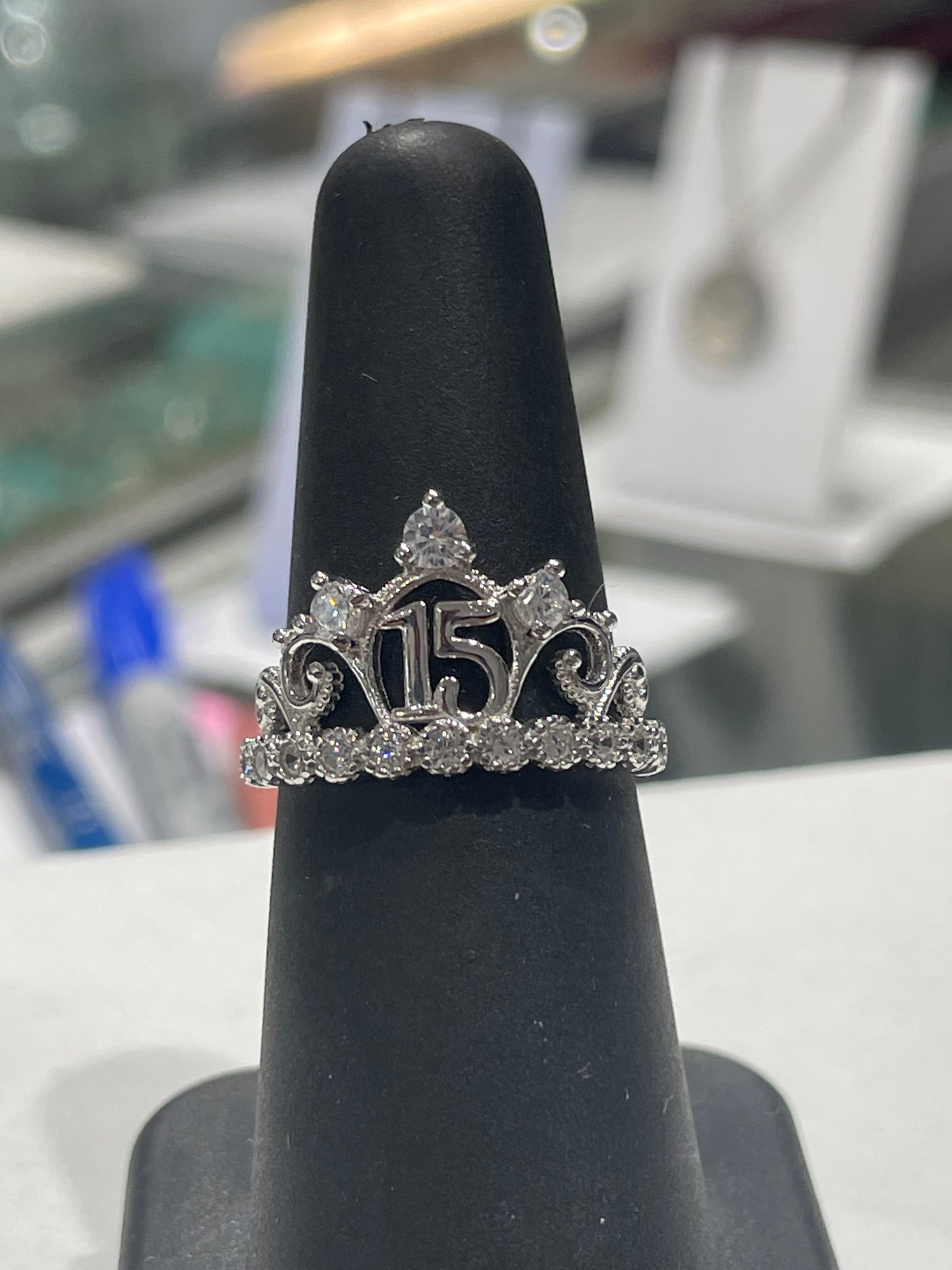 925 Sterling Silver 15 Birthday Crown Ring Size 6