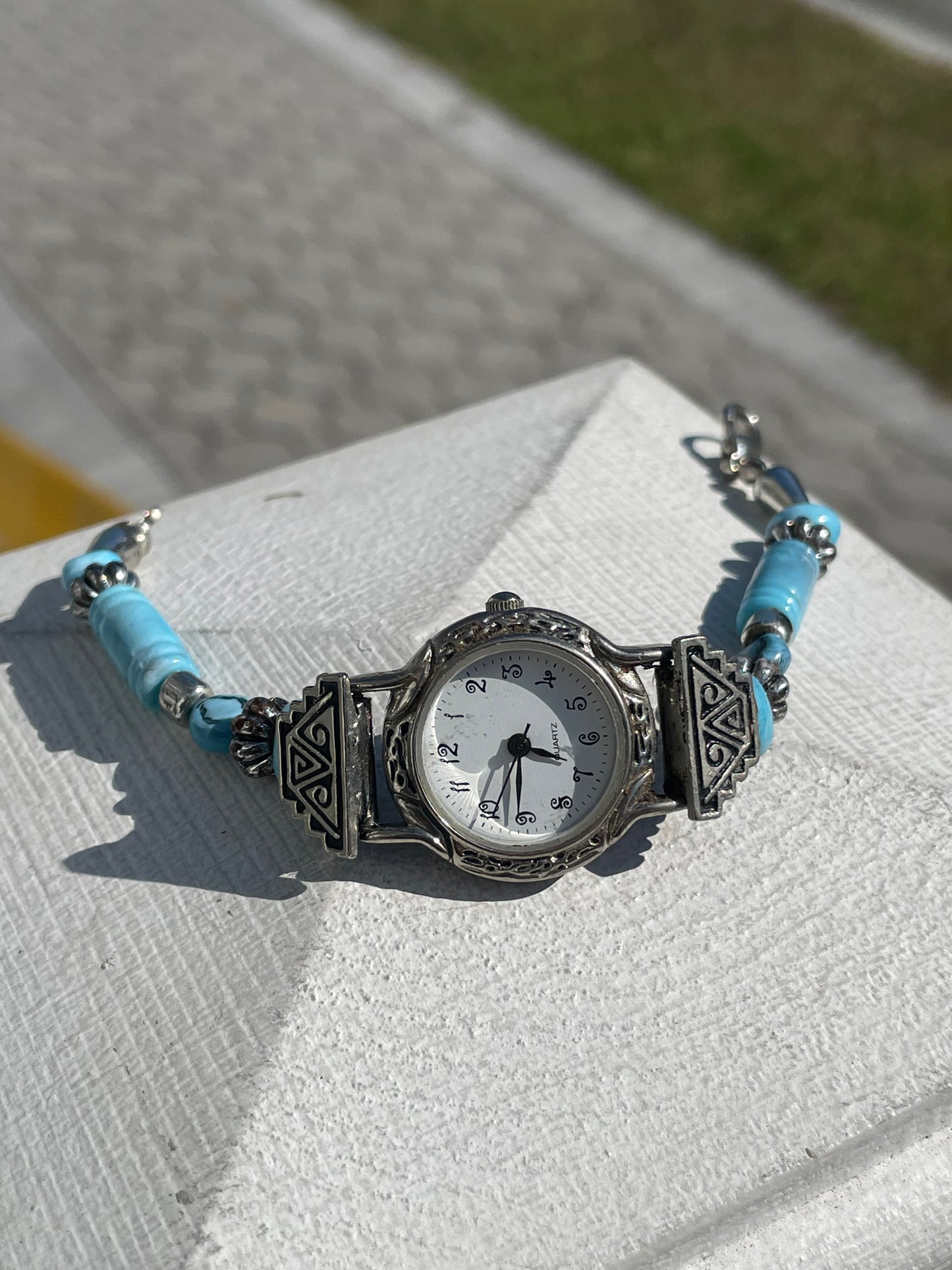 Classico Stainless Steel & Turquoise Watch 7.5”