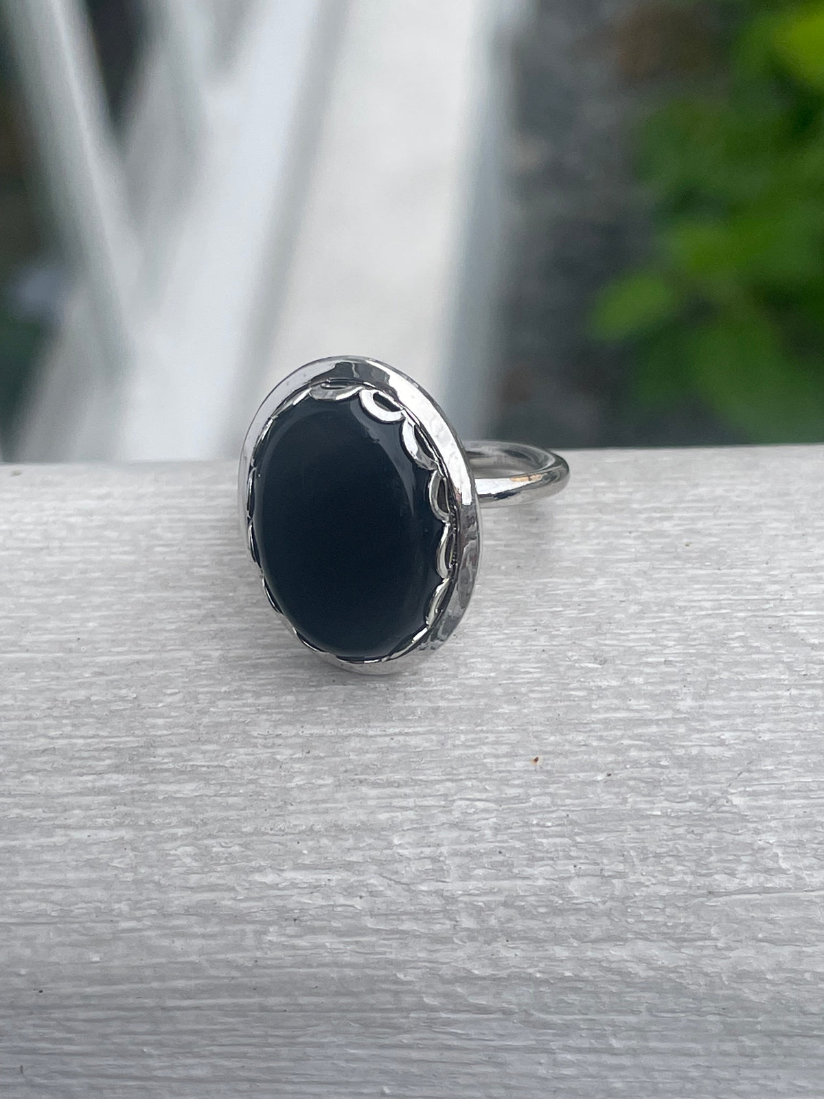 Designer Wesley Emmons Open Size 925 Sterling Silver Onyx Ring