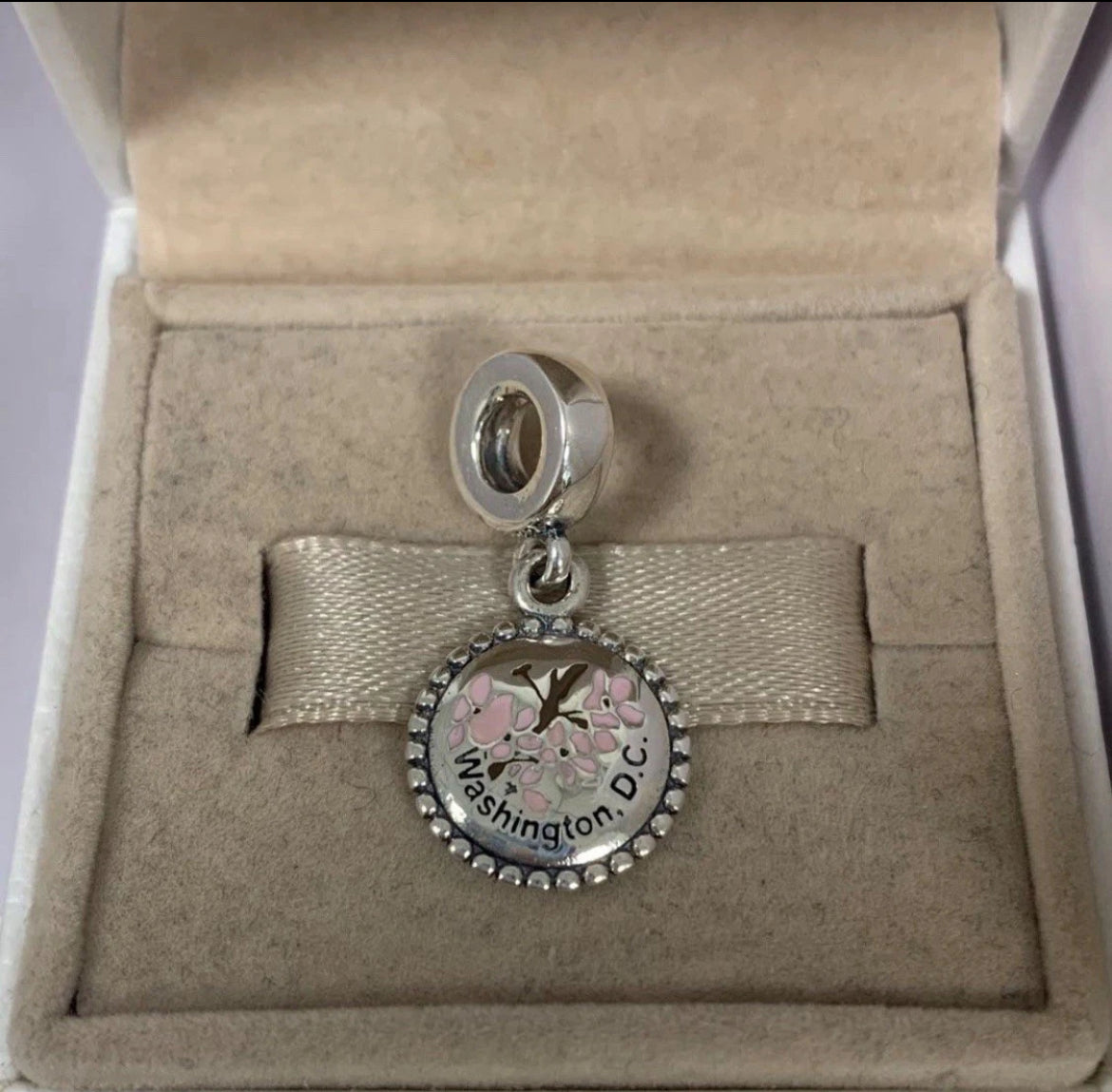 Pandora Washington D.C. Exclusive Cherry Blossom Travel Dangle Charm