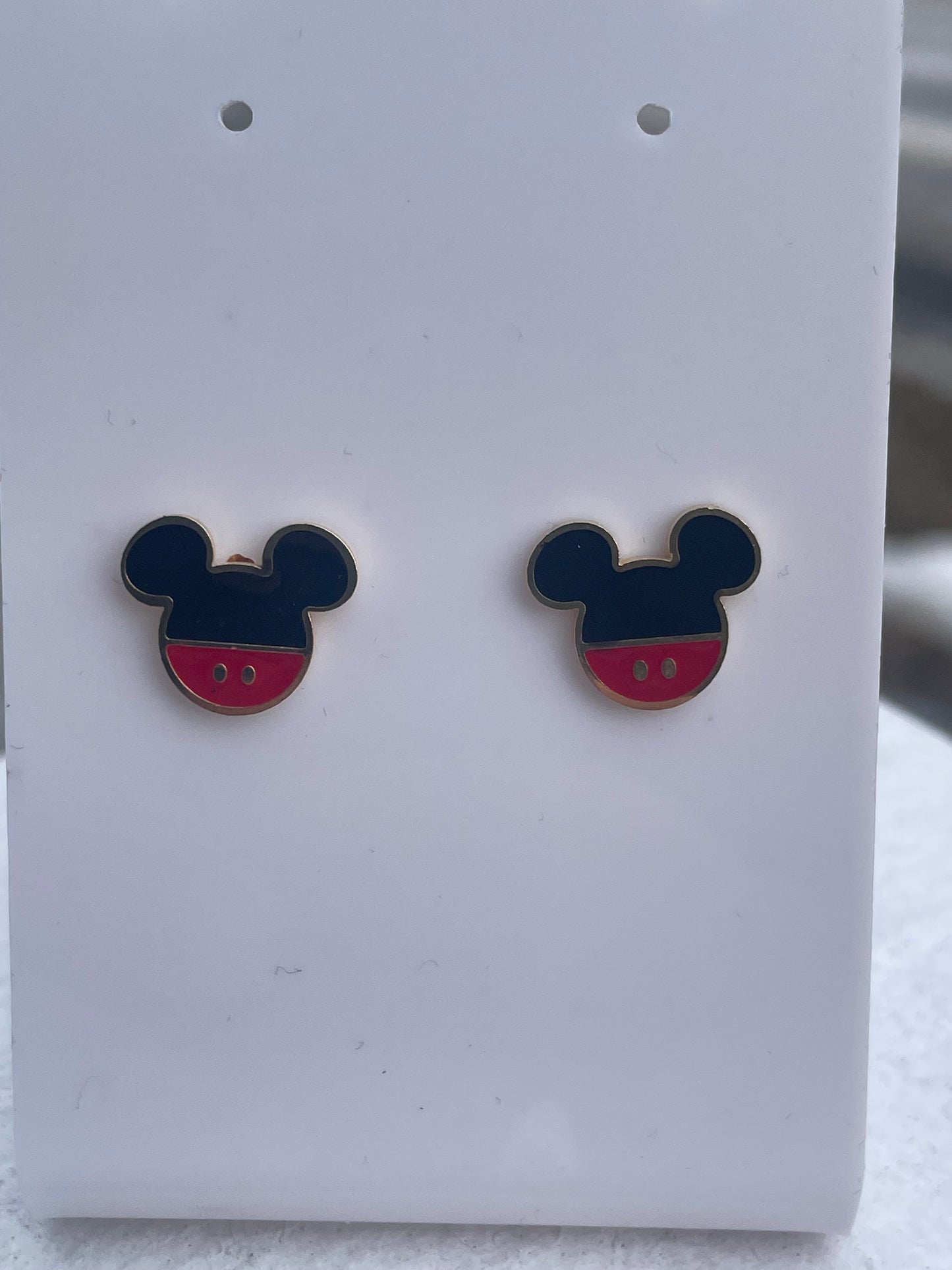 Stainless Steel Mickey Logo Stud Earrings