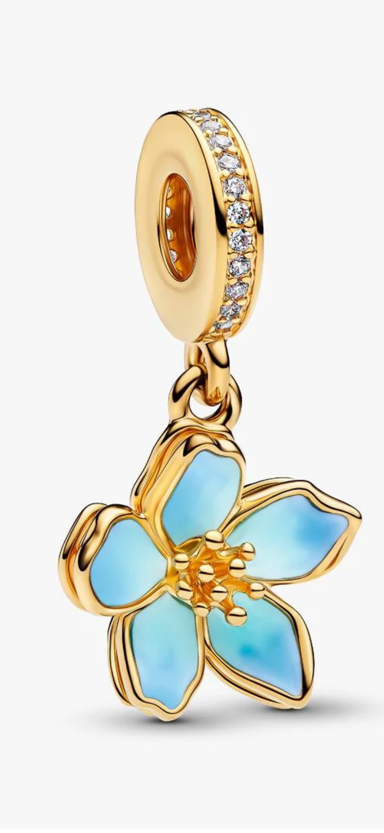 Pandora Shine Blue Cherry Blossom Dangle Flower Charm 760667C01