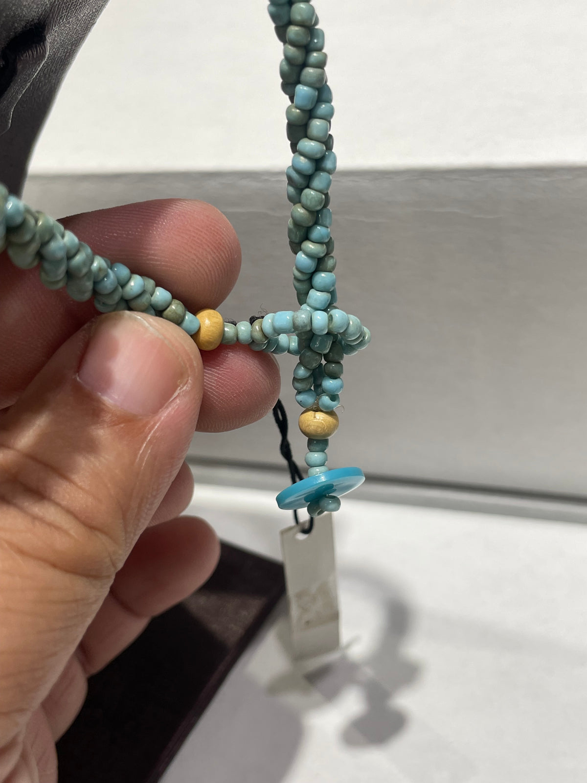 Natural Turquoise Stone Braided Necklace 18”