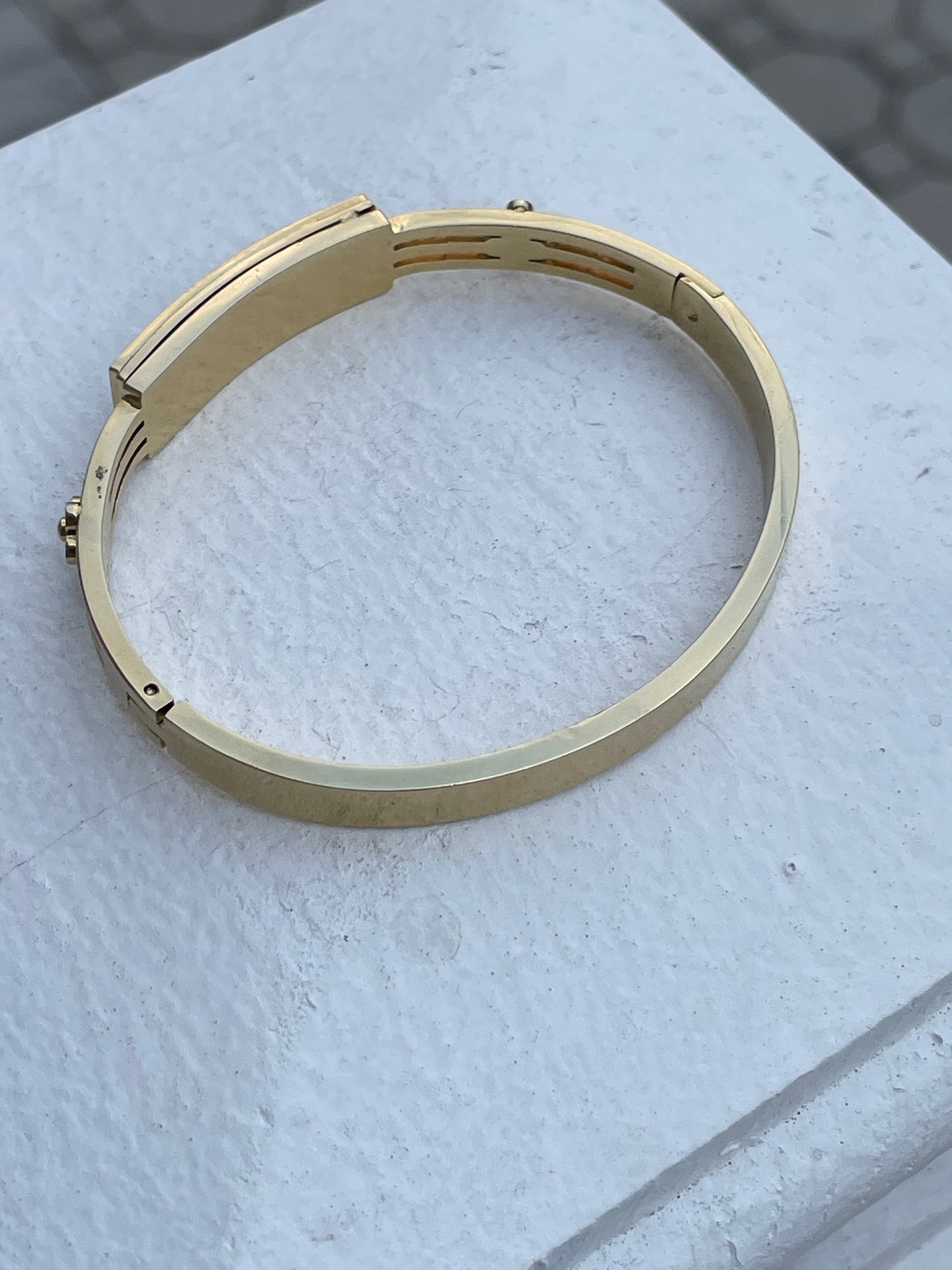 Stainless Steel Vermeil LV lookalike design Bangle Bracelet 7”