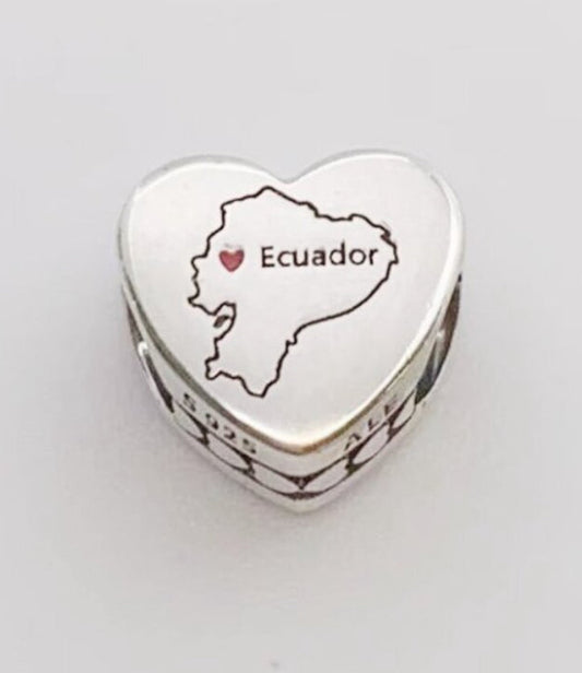 Pandora Ecuador Country Heart Outline Map Exclusive Travel Charm