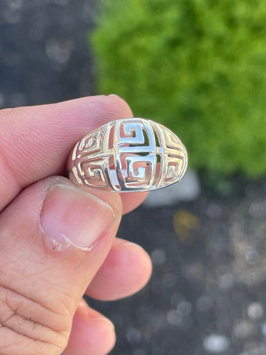 925 Sterling Silver Designer RJ Graziano Greek Key Dome Ring Size 6