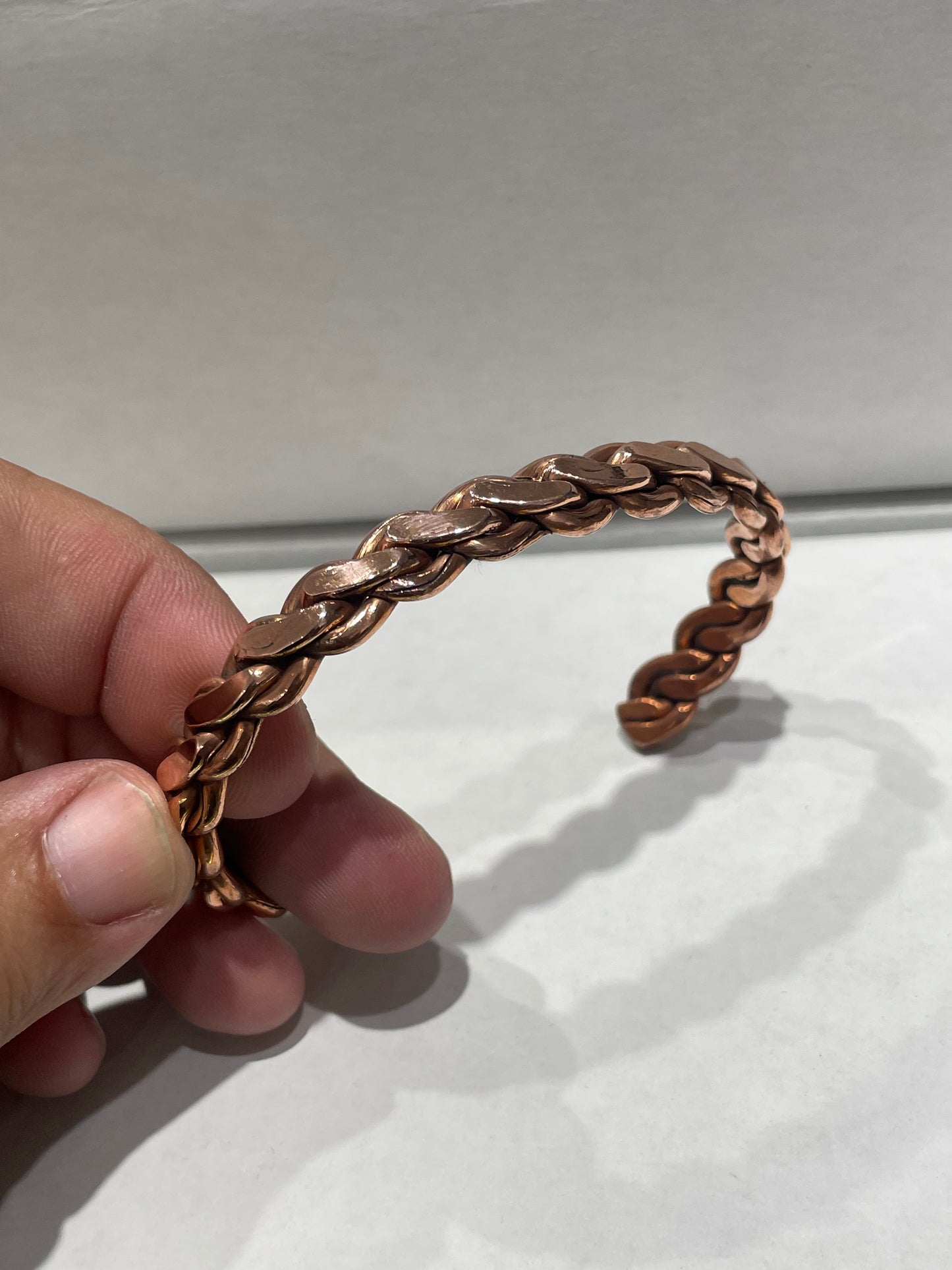 Pure Copper Braided Cuff Bracelet Open Size