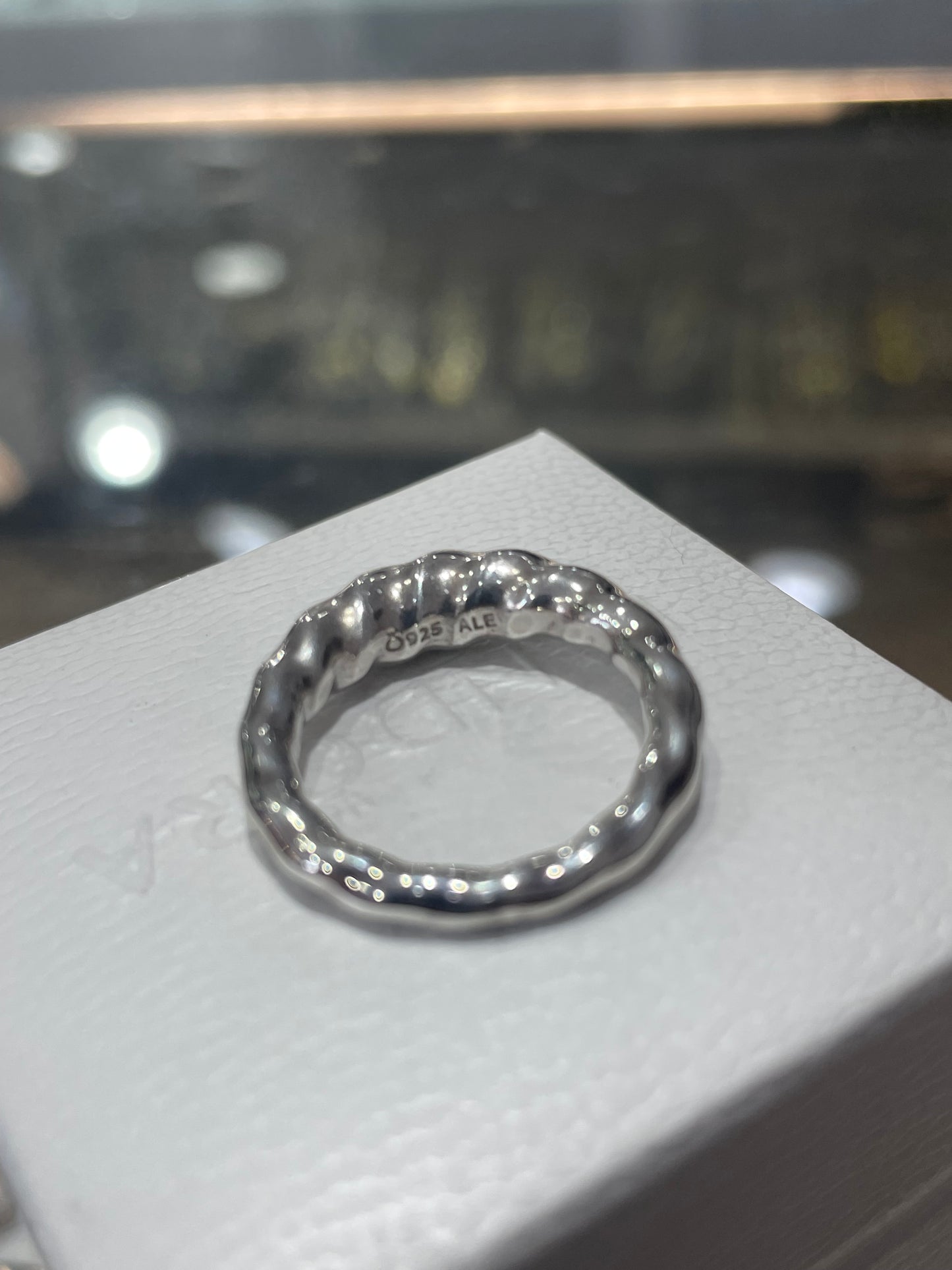 Rare Retired Pandora Liquid Silver Ripples Ring Size 6