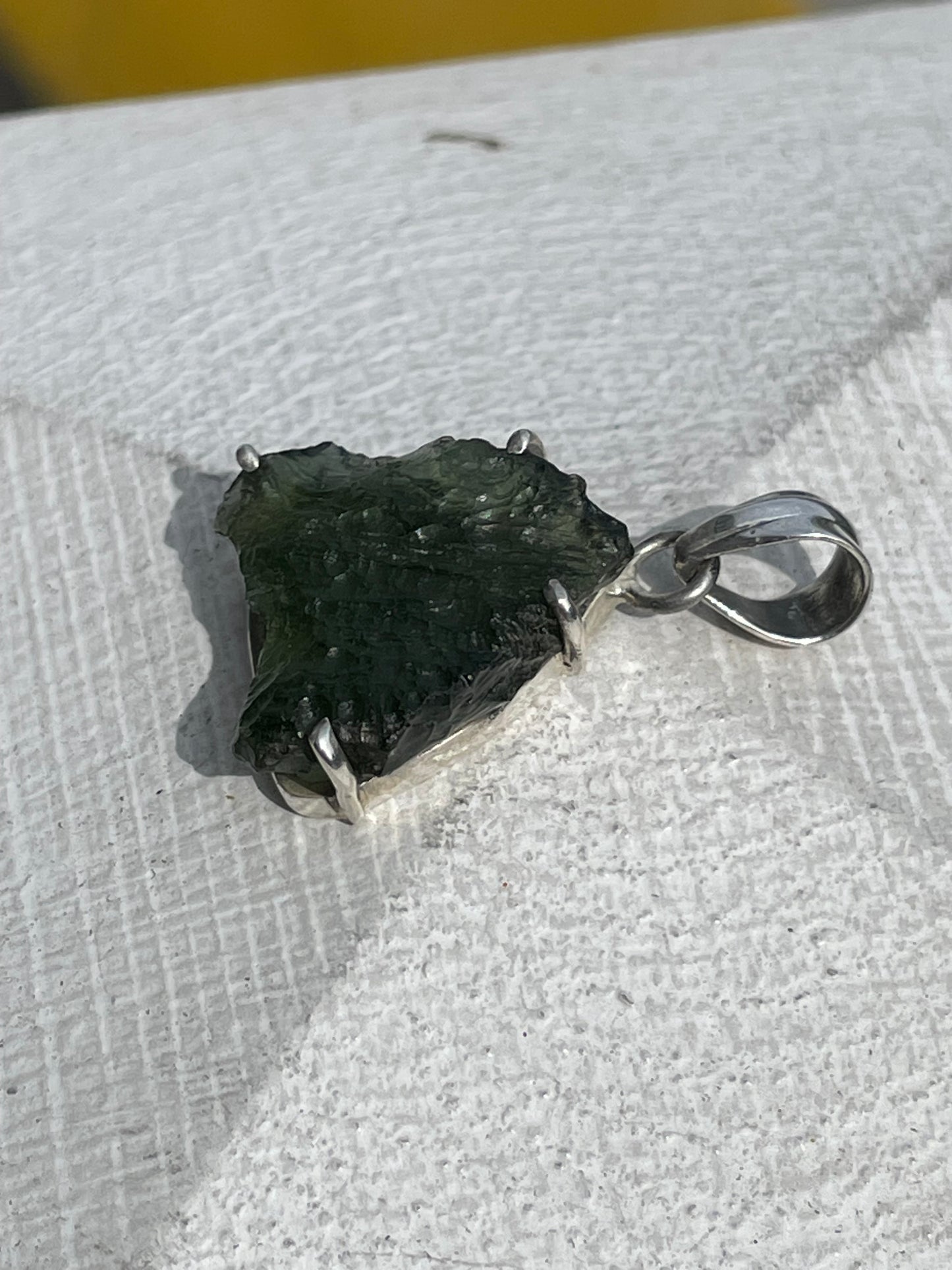 925 Sterling Silver Natural Moldavite Stone Pendant