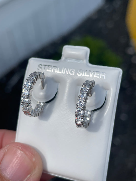 925 Sterling Silver Cubic Zirconia Huggie Hoop Earrings