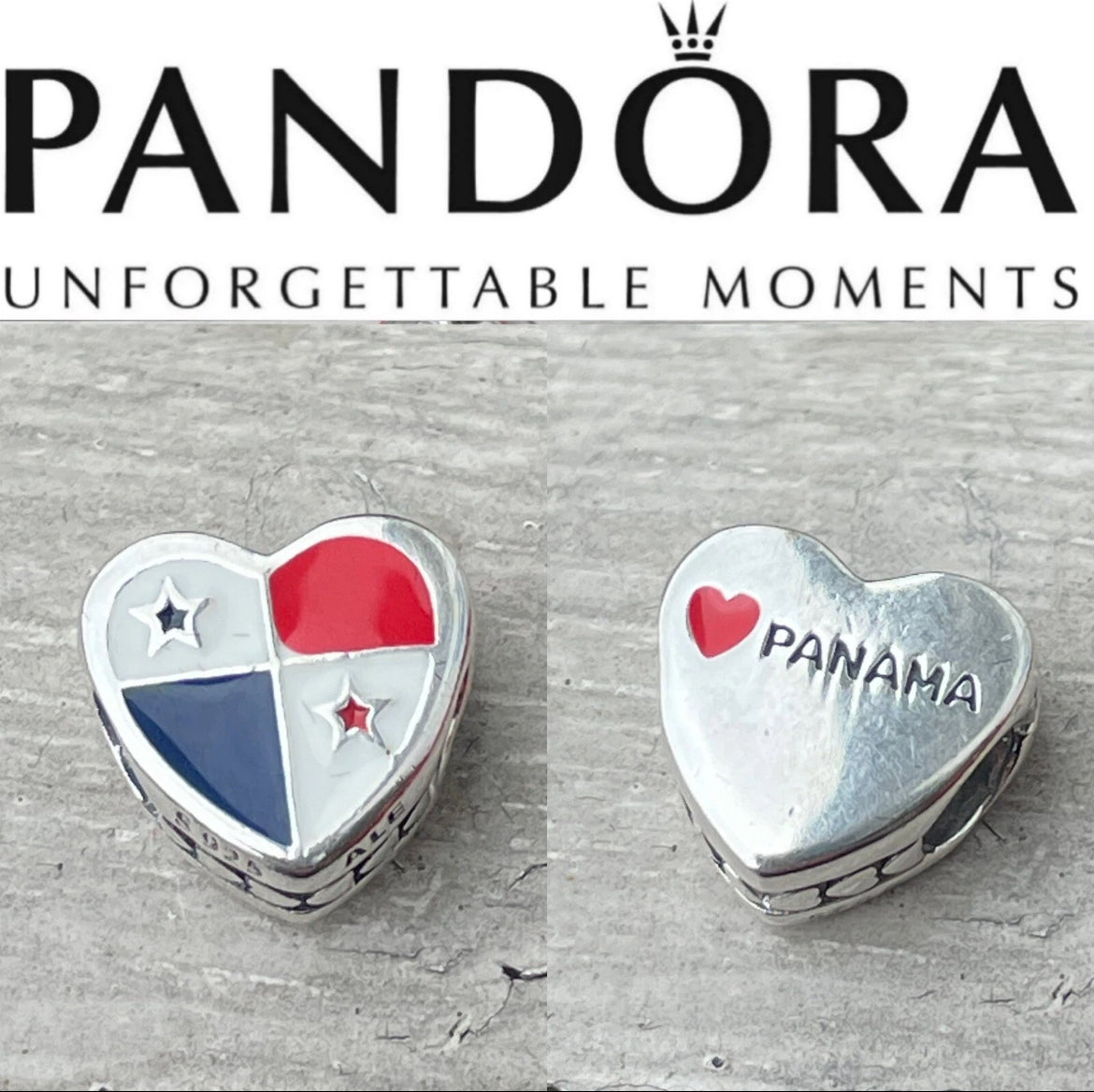 Pandora Panama Heart Flag Country Exclusive Travel Charm