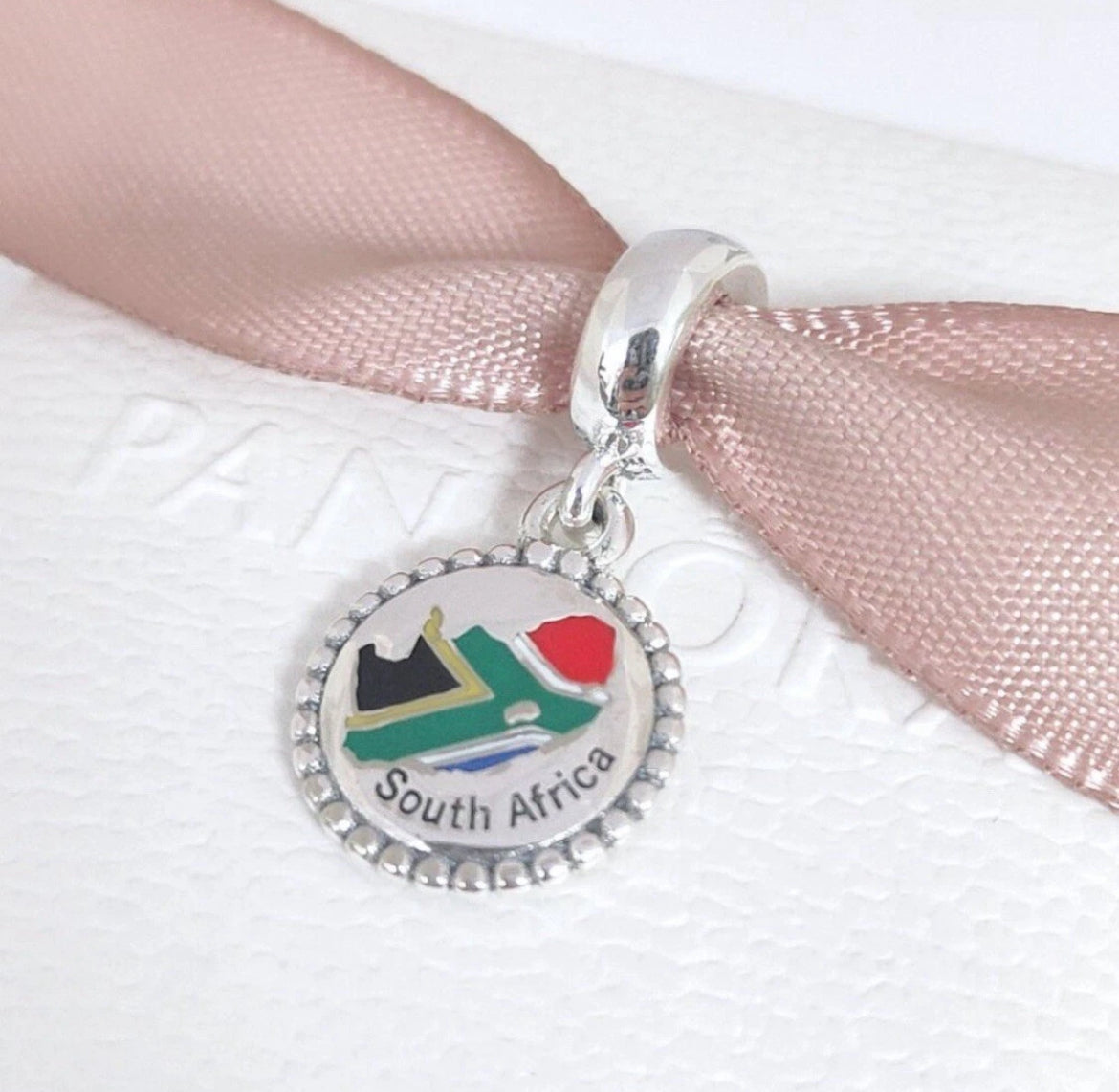 Rare Pandora South Africa Country Exclusive Flag Map Dangle Charm