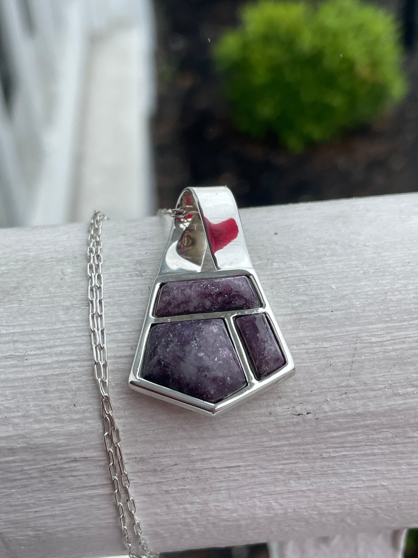 Designer DTR 925 Sterling Silver Modernist Abstract Amethyst Cluster Necklace 18”
