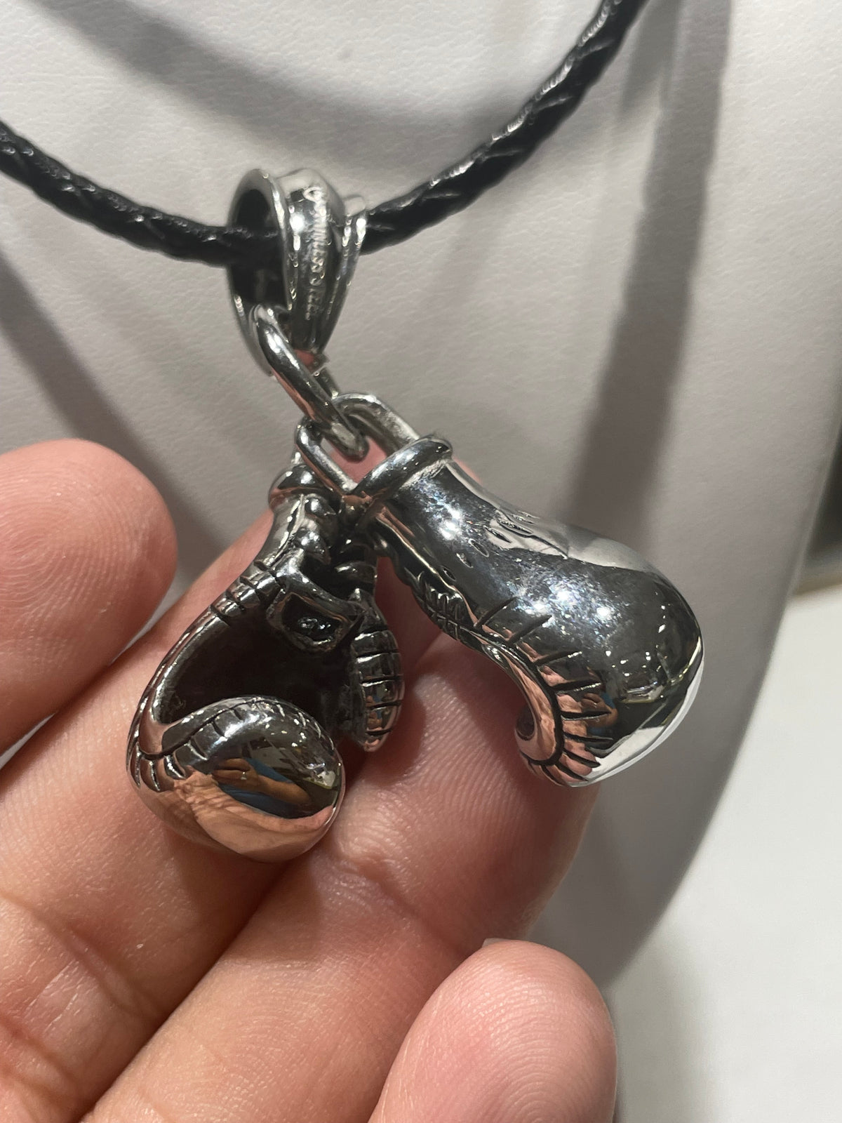 Stainless Steel 3-D Boxing Gloves Necklace