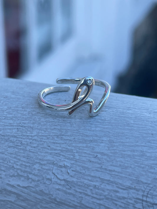 Silver Initial H Ring