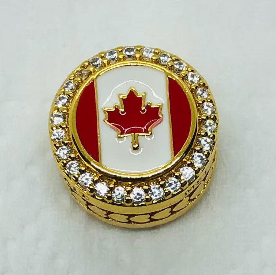 Pandora Country of Canada Exclusive Round Signet Flag Gold Shine Travel Charm