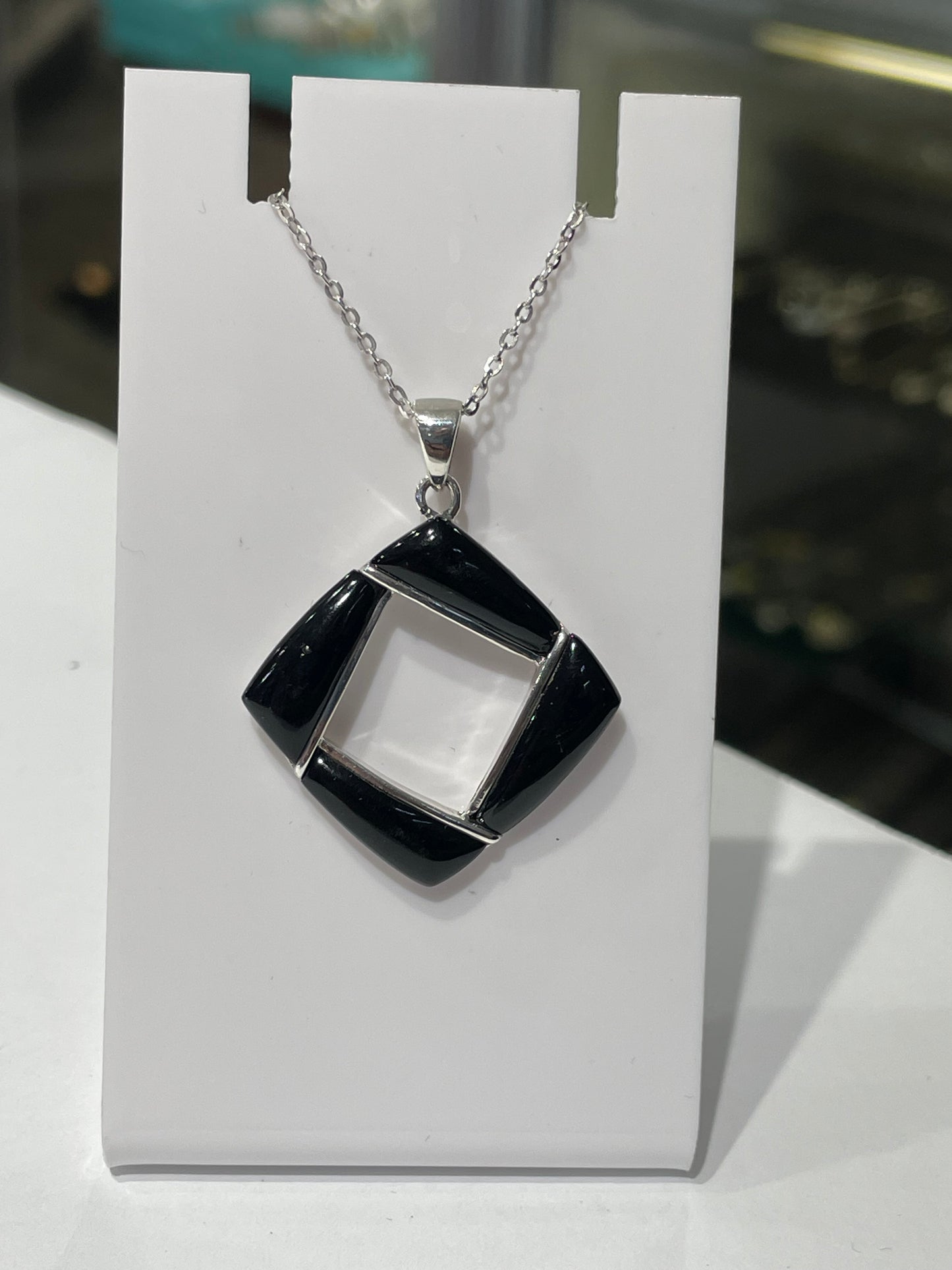 925 Sterling Silver Open Onyx Necklace