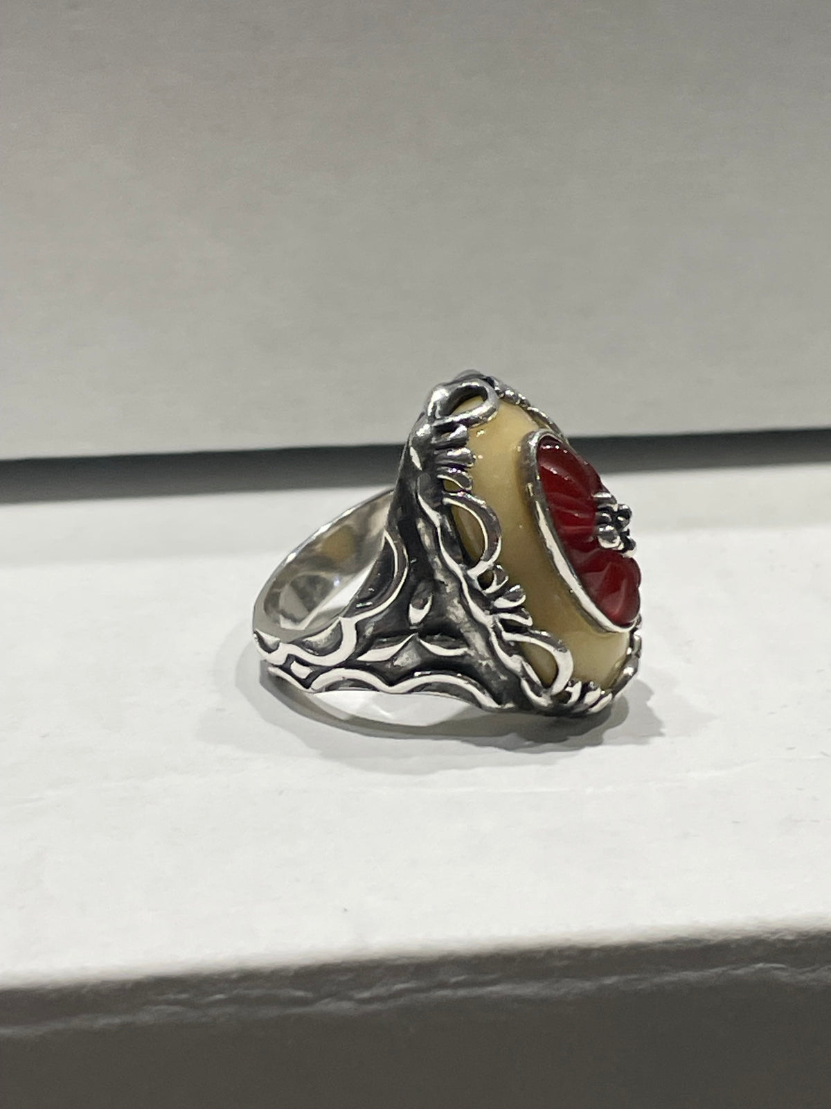 Designer Carolyn Pollack Roderick Tenorio 925 Sterling Silver Yellow Quartzite Carnelian Ring Size 8