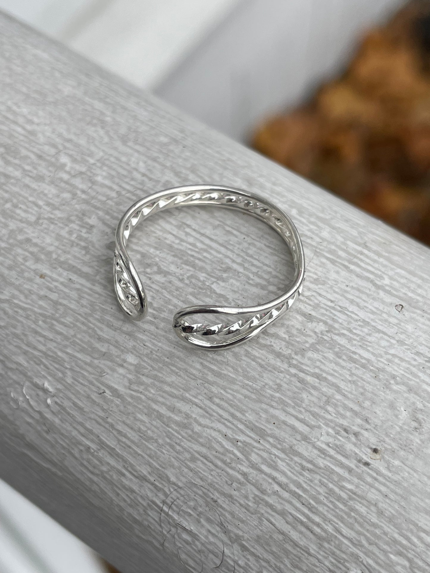 925 Sterling Silver Openwork Wire Band Ring Open Size