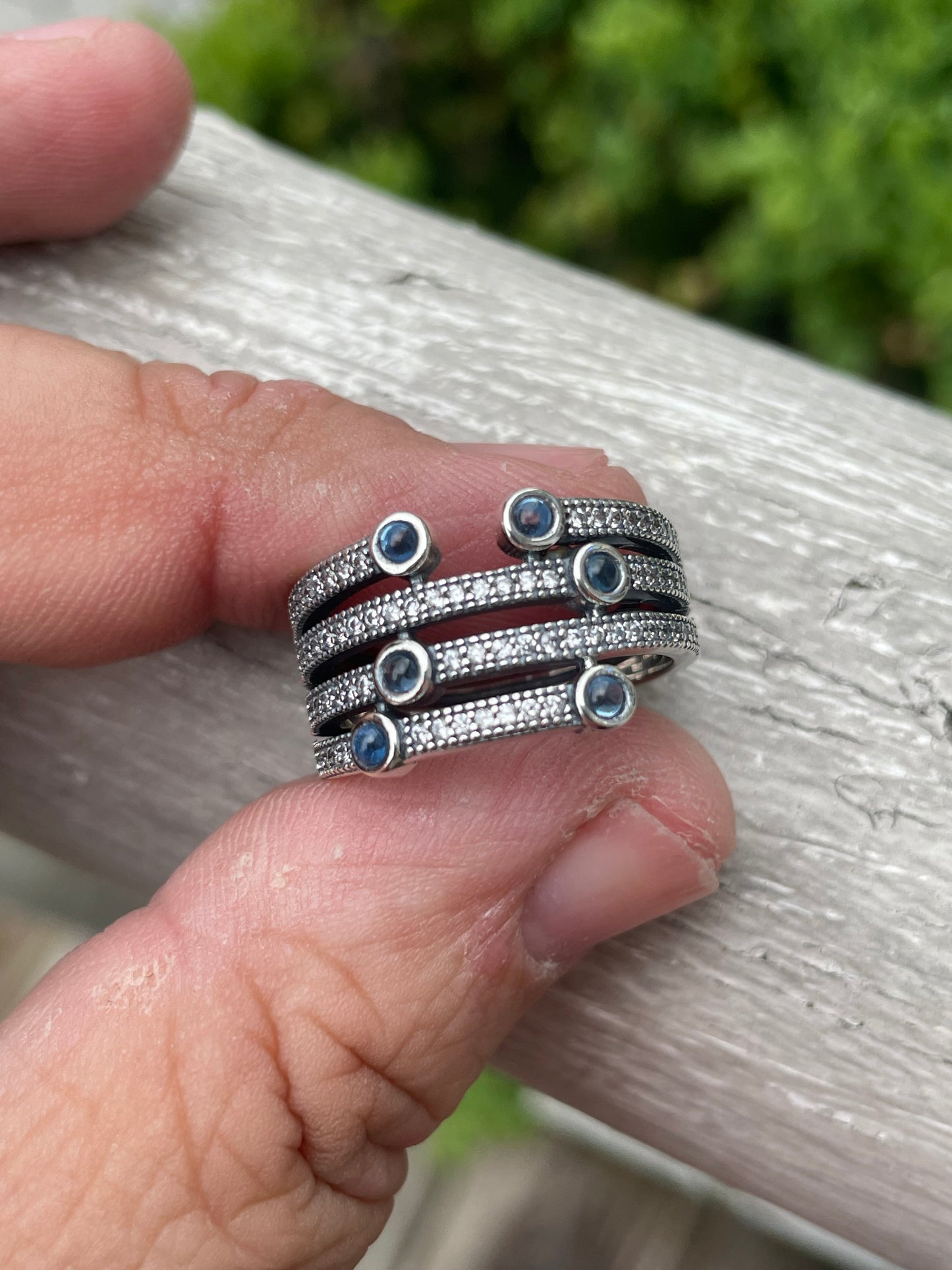Pandora Retired Shimmering Ocean Frosty Mint Band Ring