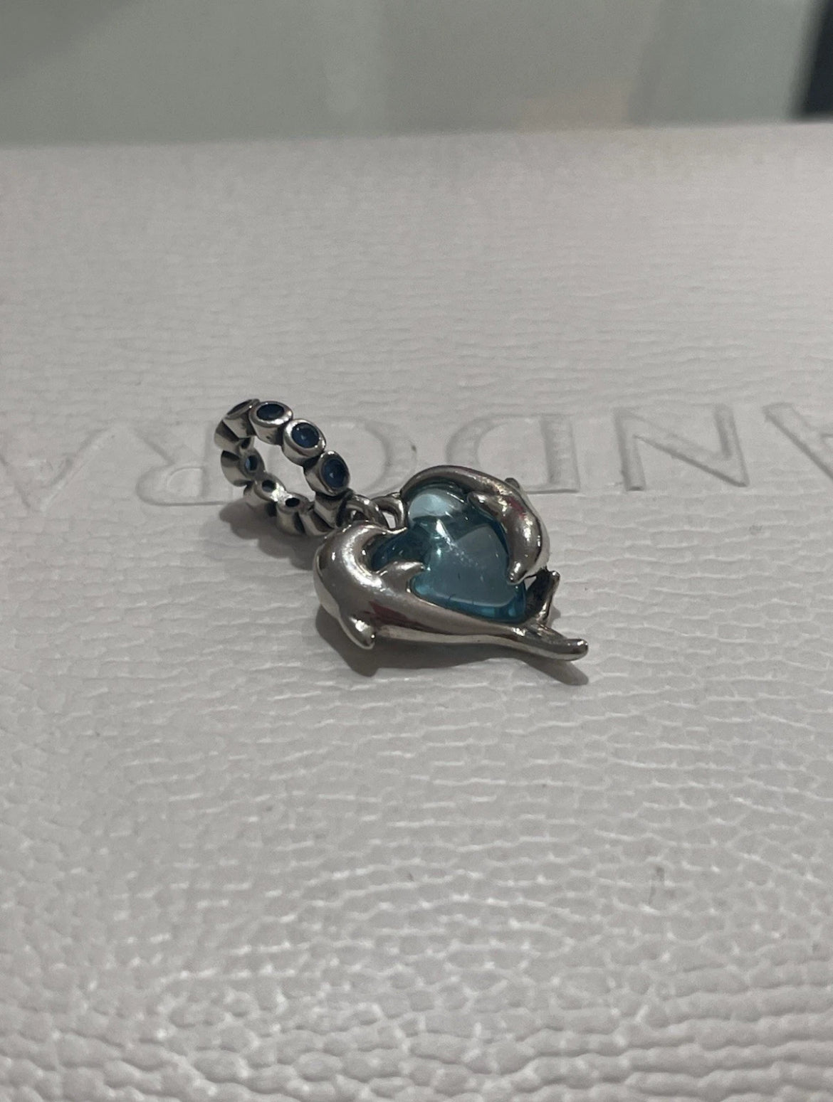 Pandora Blue Murano Glass Dolphins Dangle Charm 925 Sterling Silver #793924C01