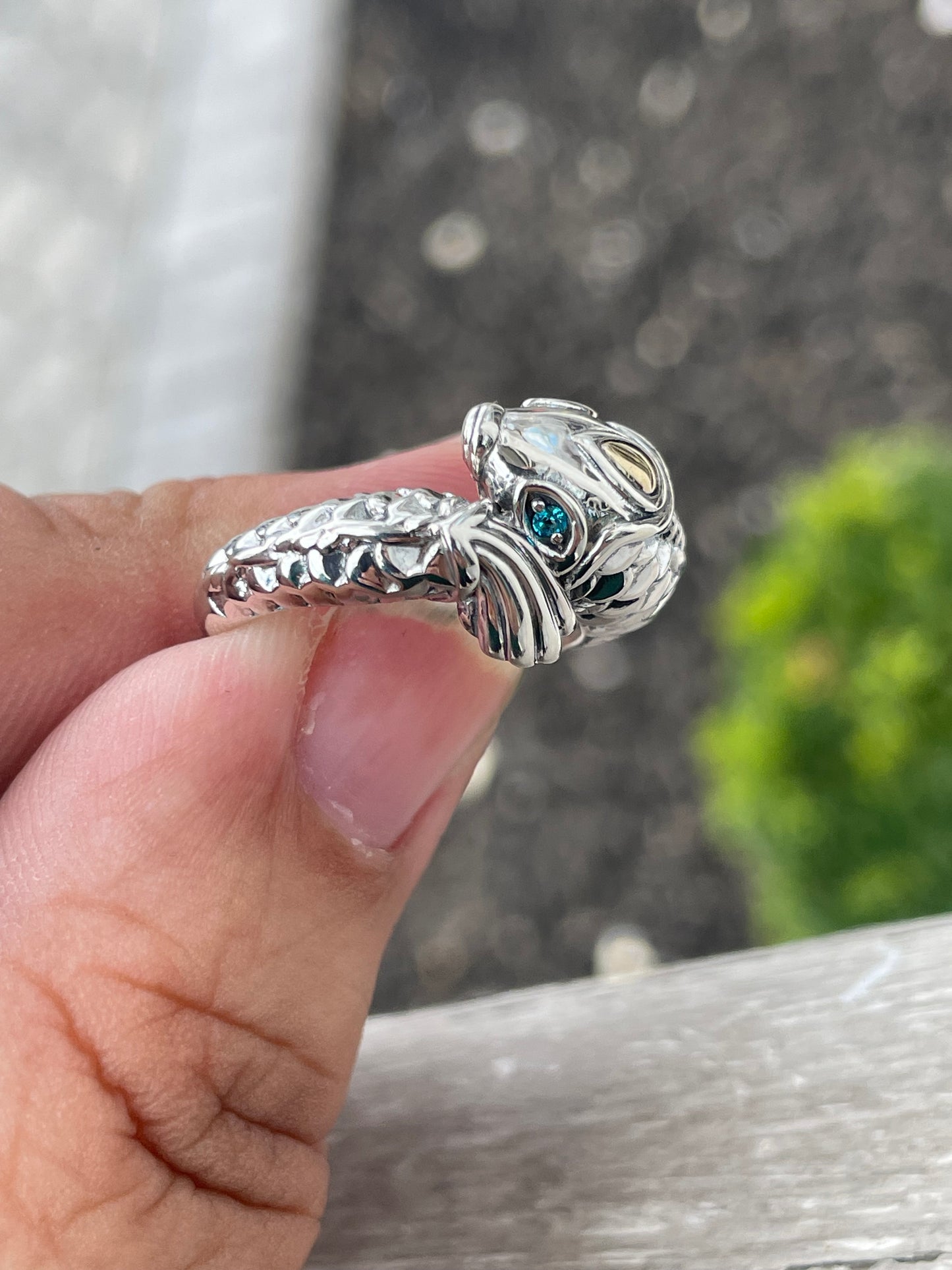 Designer John Hardy Jai Bypass Koi Fish Ring 925 Sterling Silver & 14k Gold Size 6