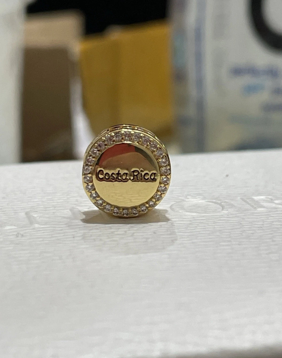 Pandora Costa Rica Country Flag Exclusive Gold Shine Travel Signet Charm