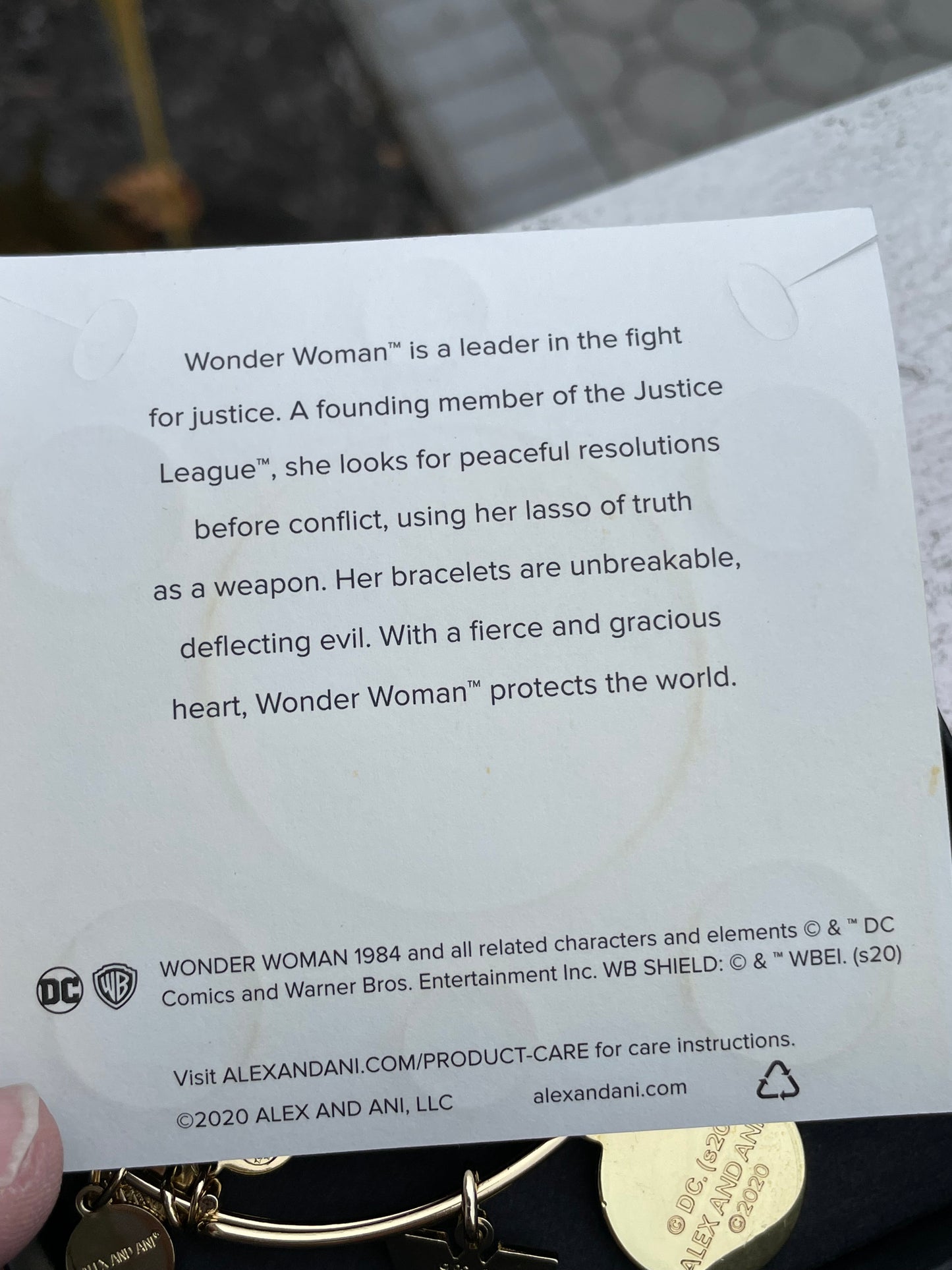 Wonder Woman 84 Alex and Ani Truth Love & Justice Bracelet New w/ tags card and box