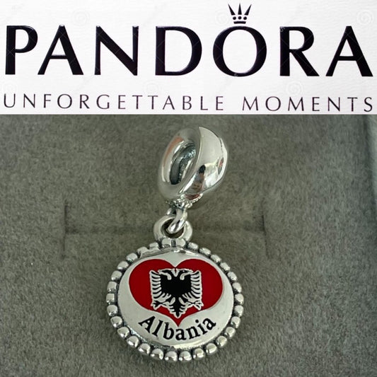Pandora Albania Heart Flag Exclusive Dangle Moments Charm