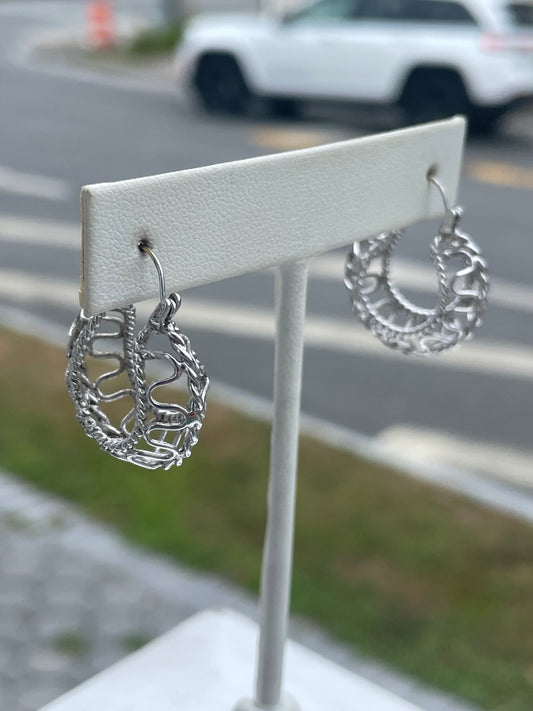 925 Sterling Silver Open Wire Hoop Earrings 22mm