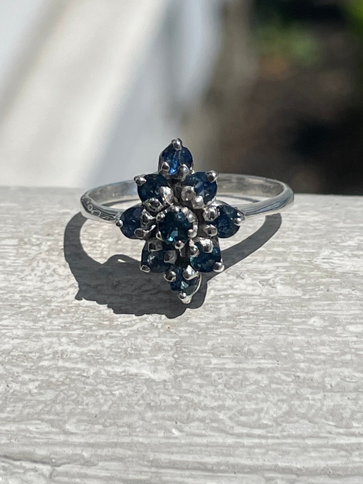 925 Sterling Silver London Blue Topaz Cluster Ring Size 7