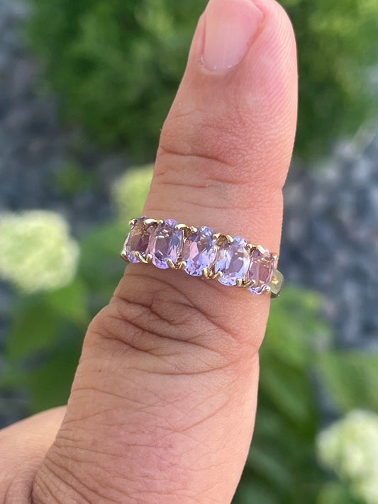 925 Sterling Silver Vermeil Amethyst Bridge Ring Size 9