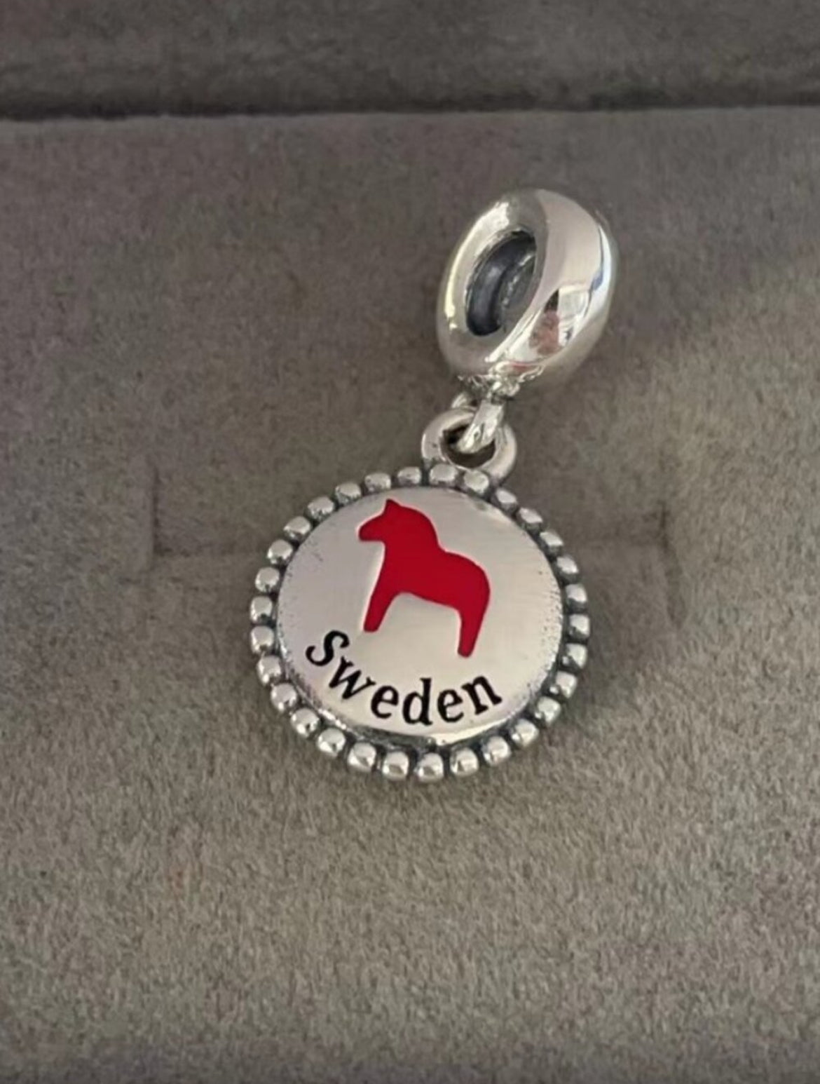 Pandora Schweden Sweden Country Exclusive Schriftzug Dalapferd Dala Horse Dangle Charm