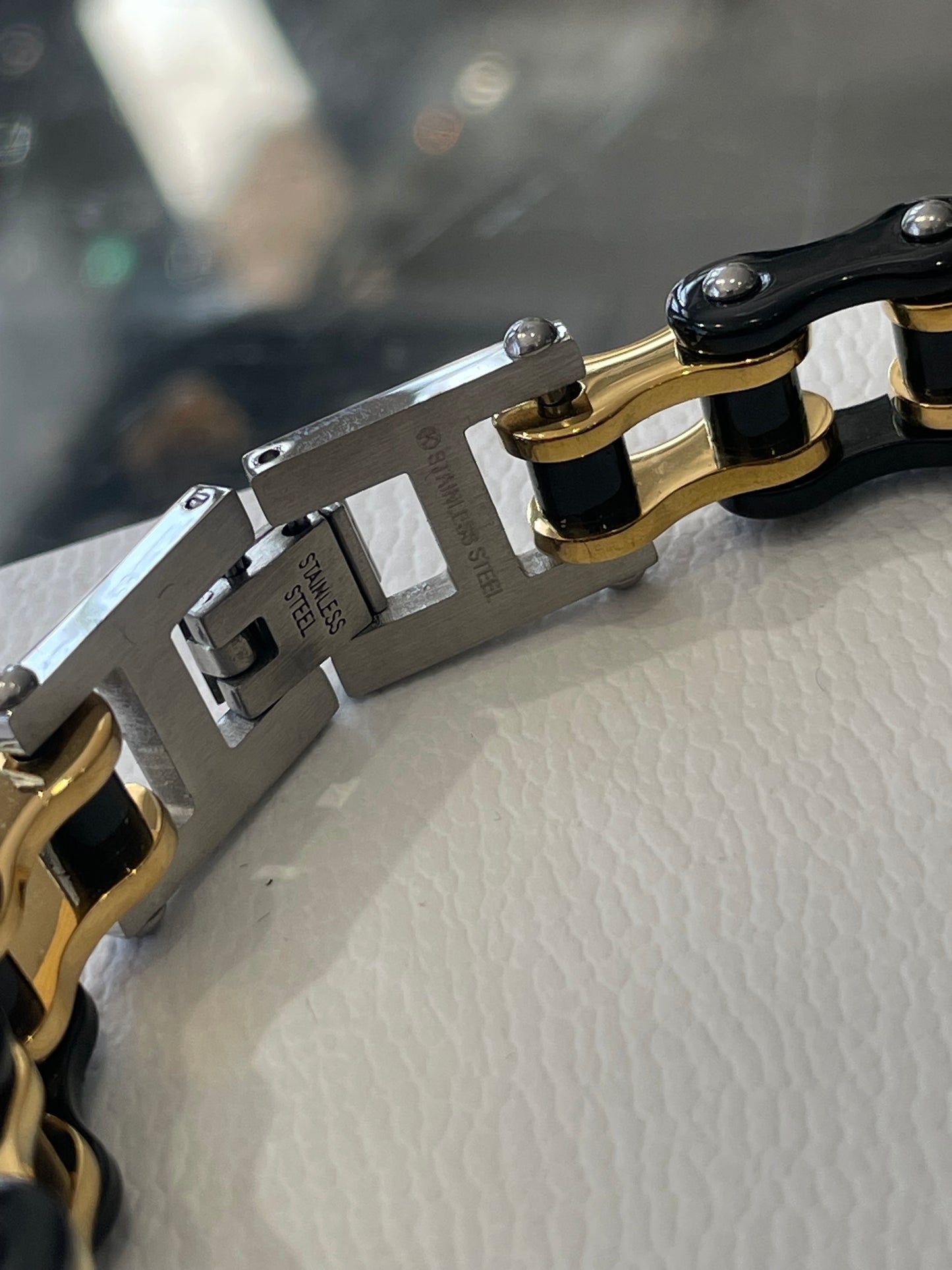 Stainless Steel Lords Prayer Bike Chain Link Bracelet