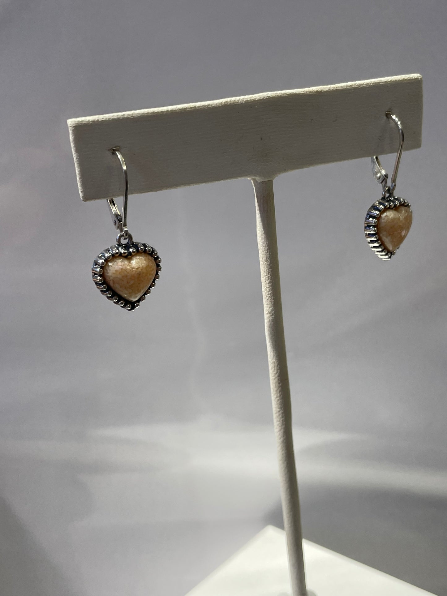Designer Roderick Tenorio Spiny Oyster Dangle Heart Silver Earrings
