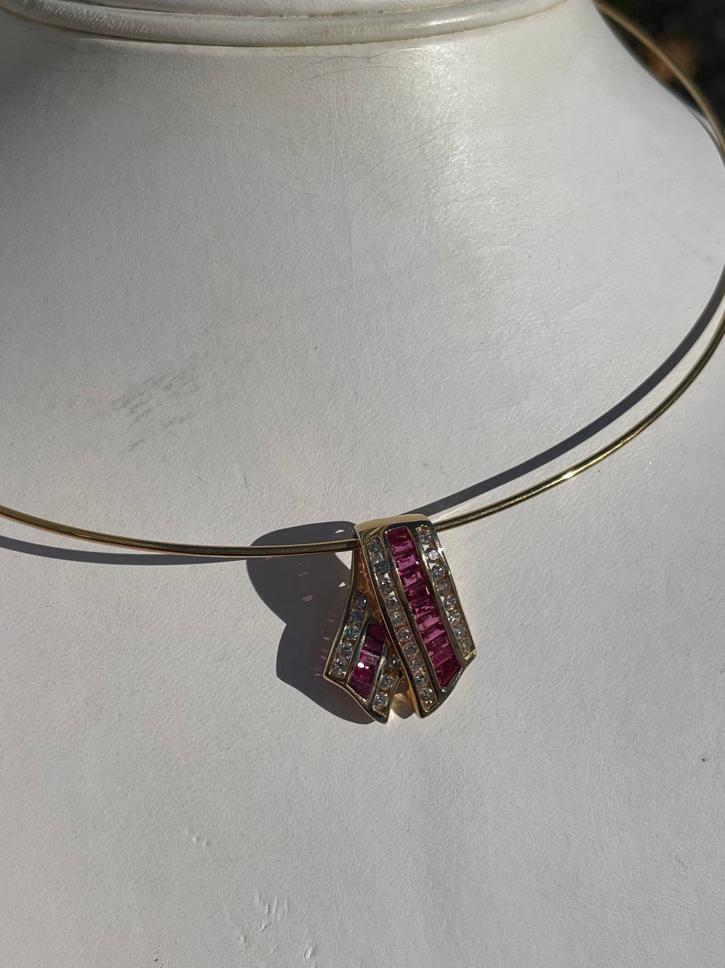 Designer Cardow 14k Gold Ruby & Diamond Slide Necklace