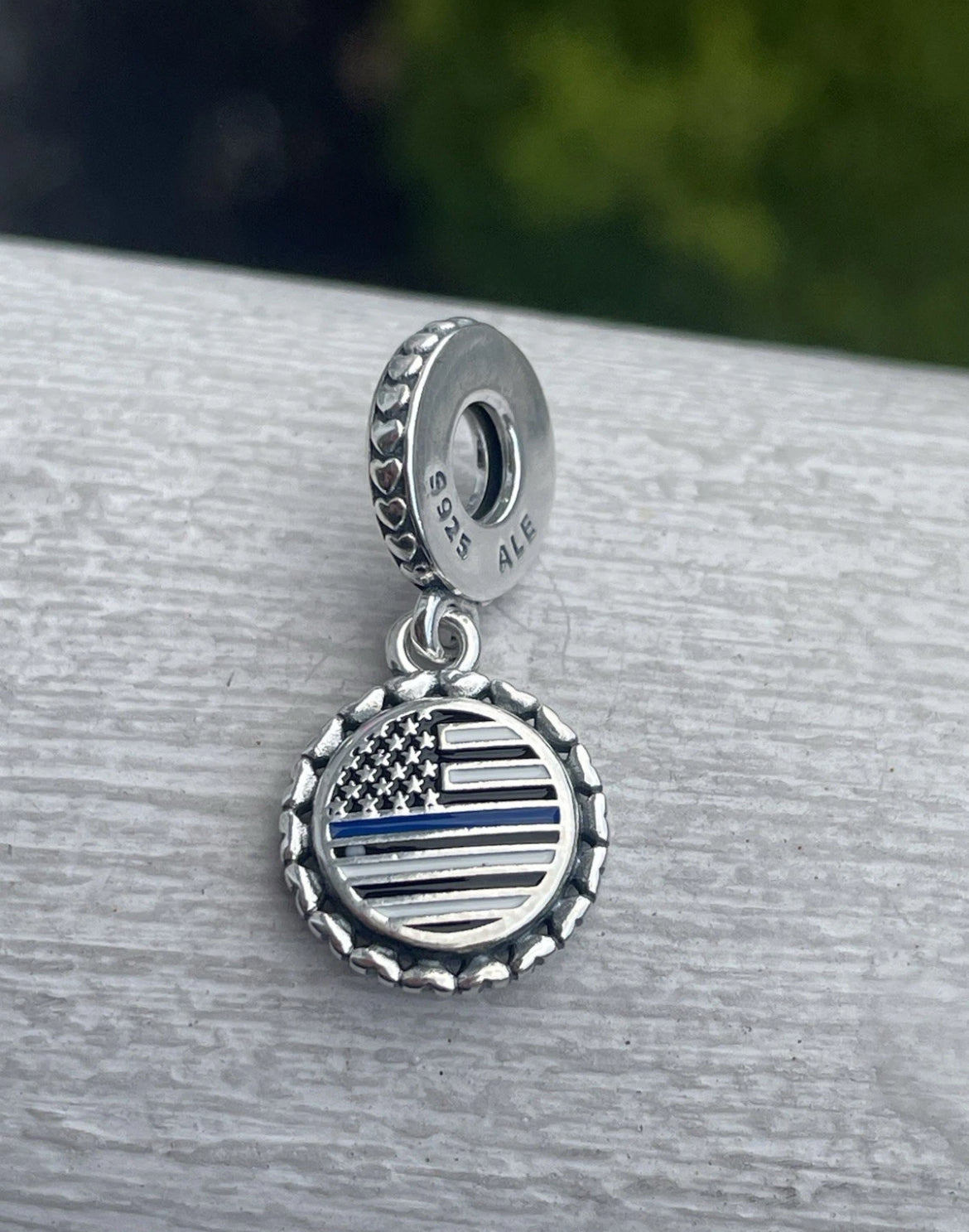 Pandora State of Georgia Exclusive Thin Blue Line Flag Law Enforcement Support Dangle Charm