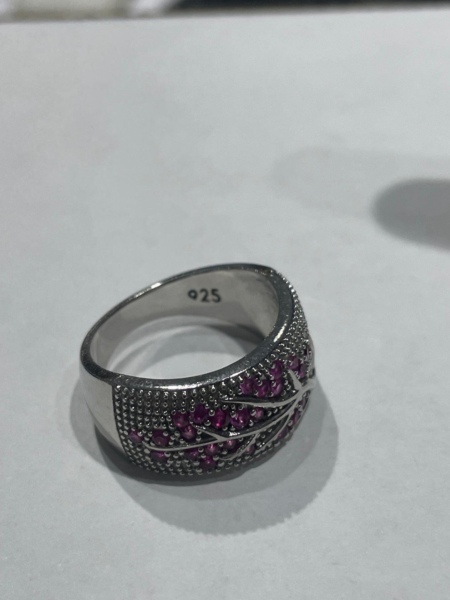 925 Sterling Silver Sweet Cherry Blossom Tree Branch Band Ring Size 7