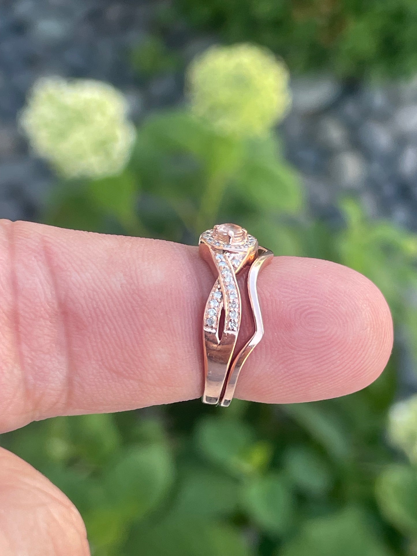 10k Rose Gold Infinity Diamond Bridal Ring Set Lot of 2