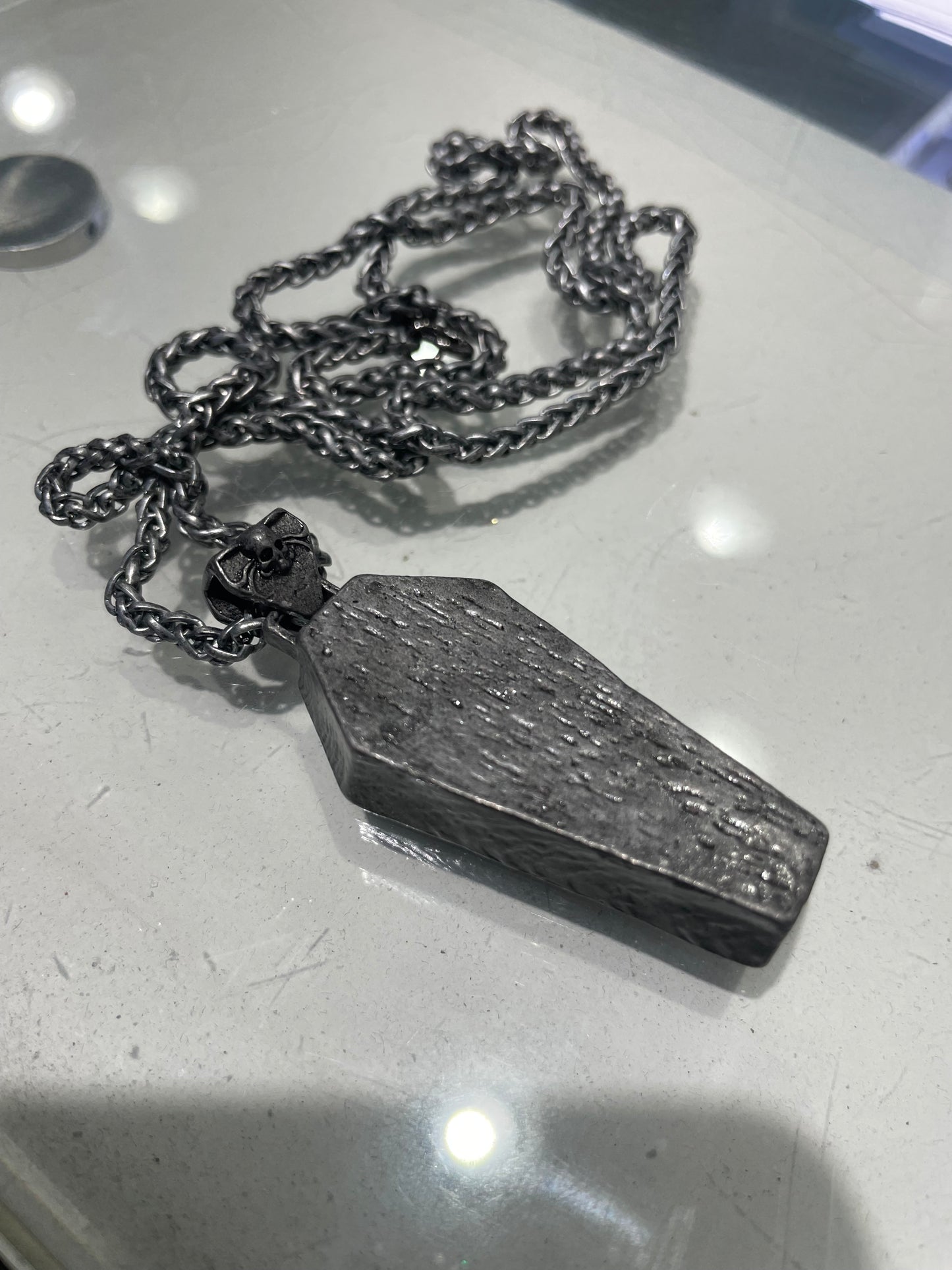 Stainless Steel Skull Coffin Necklace