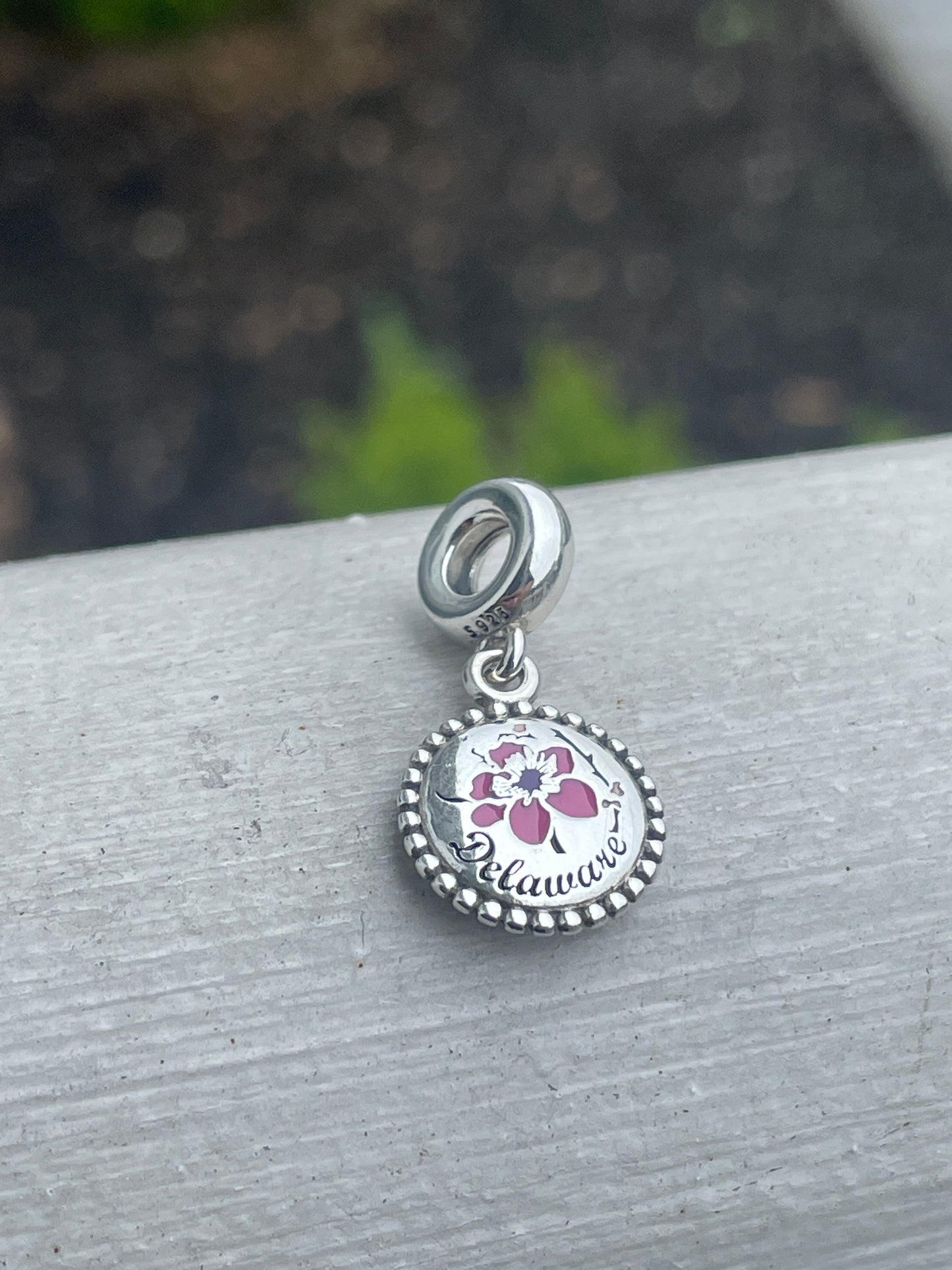 Pandora Delaware Peach Blossom State Exclusive Travel Dangle Charm