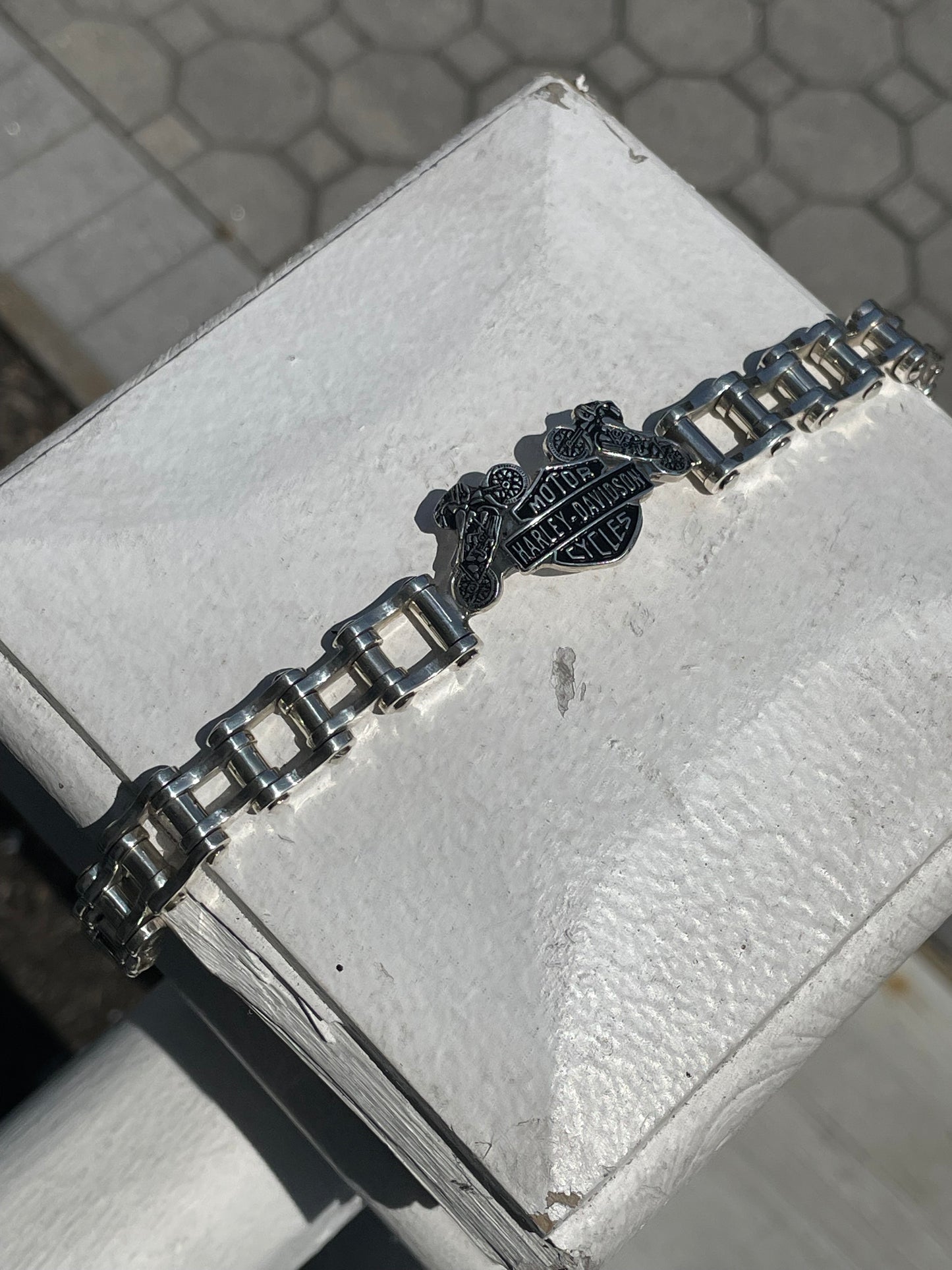 925 Sterling Silver Harley Davidson Motorcycle Biker Bracelet