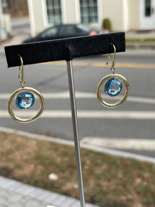 18k Gold Hampton Blue Topaz Drop Earrings