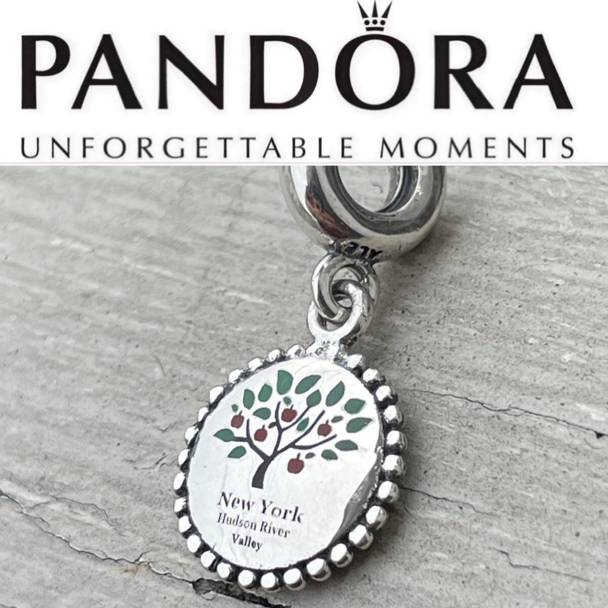 Pandora Hudson Valley New York Exclusive Upstate NY apple tree logo charm
