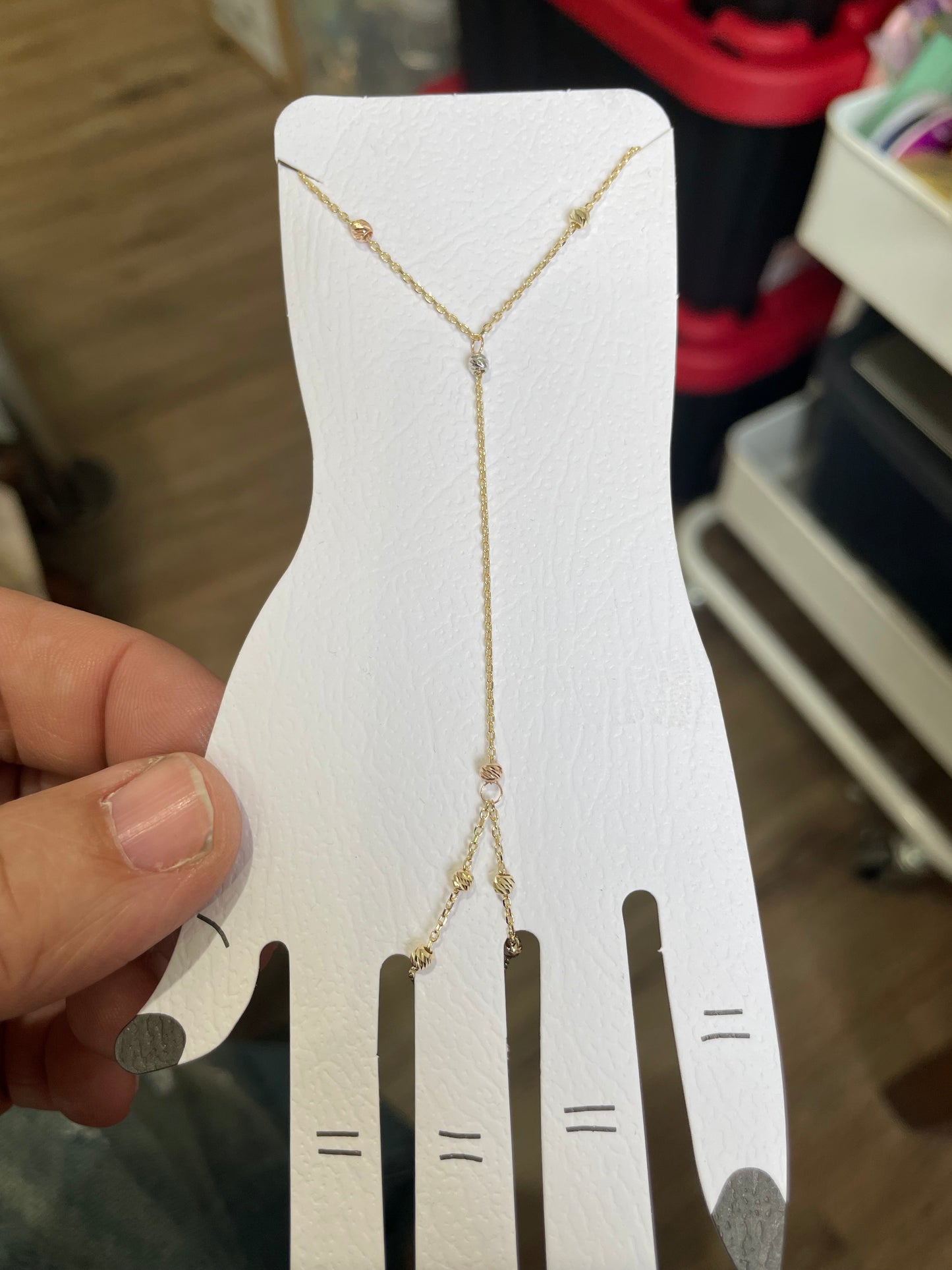 14k Gold Moon-cut Bead and Bracelet Attached Combo Set