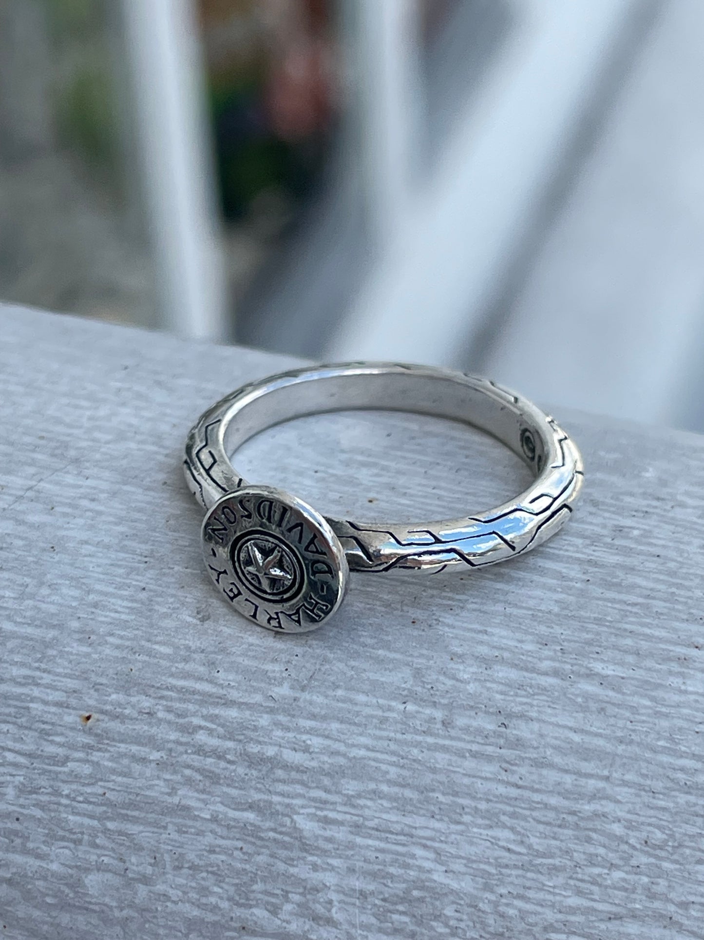 925 Sterling Silver Licensed Harley Davidson Raised Signet Ring Size 7