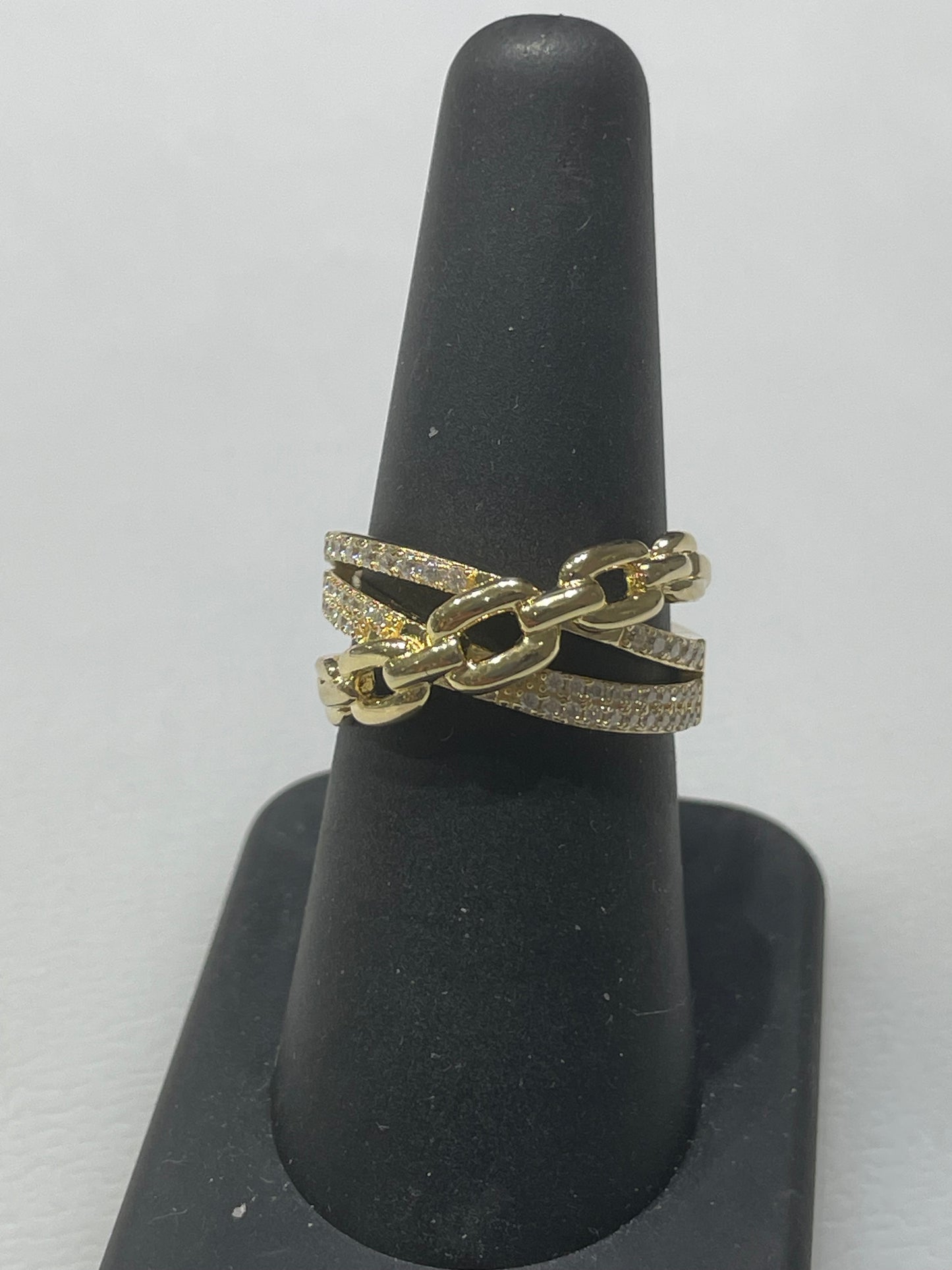 Love on Lockdown Crossover Moissanite Vermeil Silver Ring Size 7